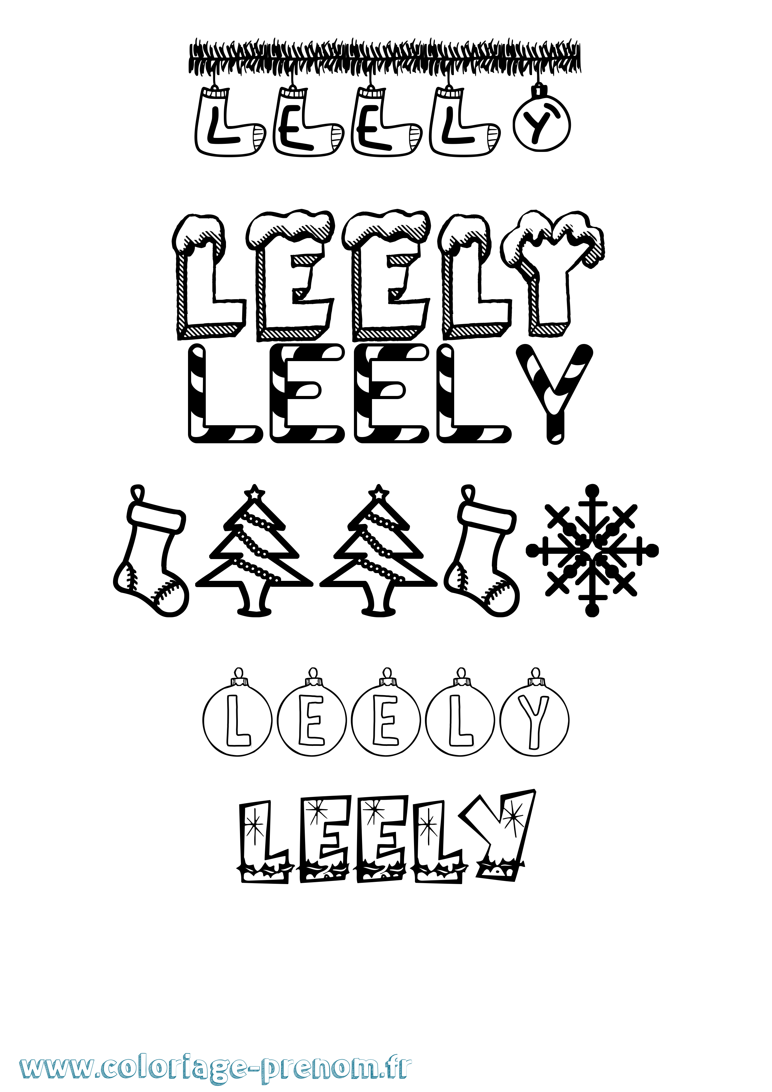 Coloriage Leely Noël Coloriage prénom Leely Noël