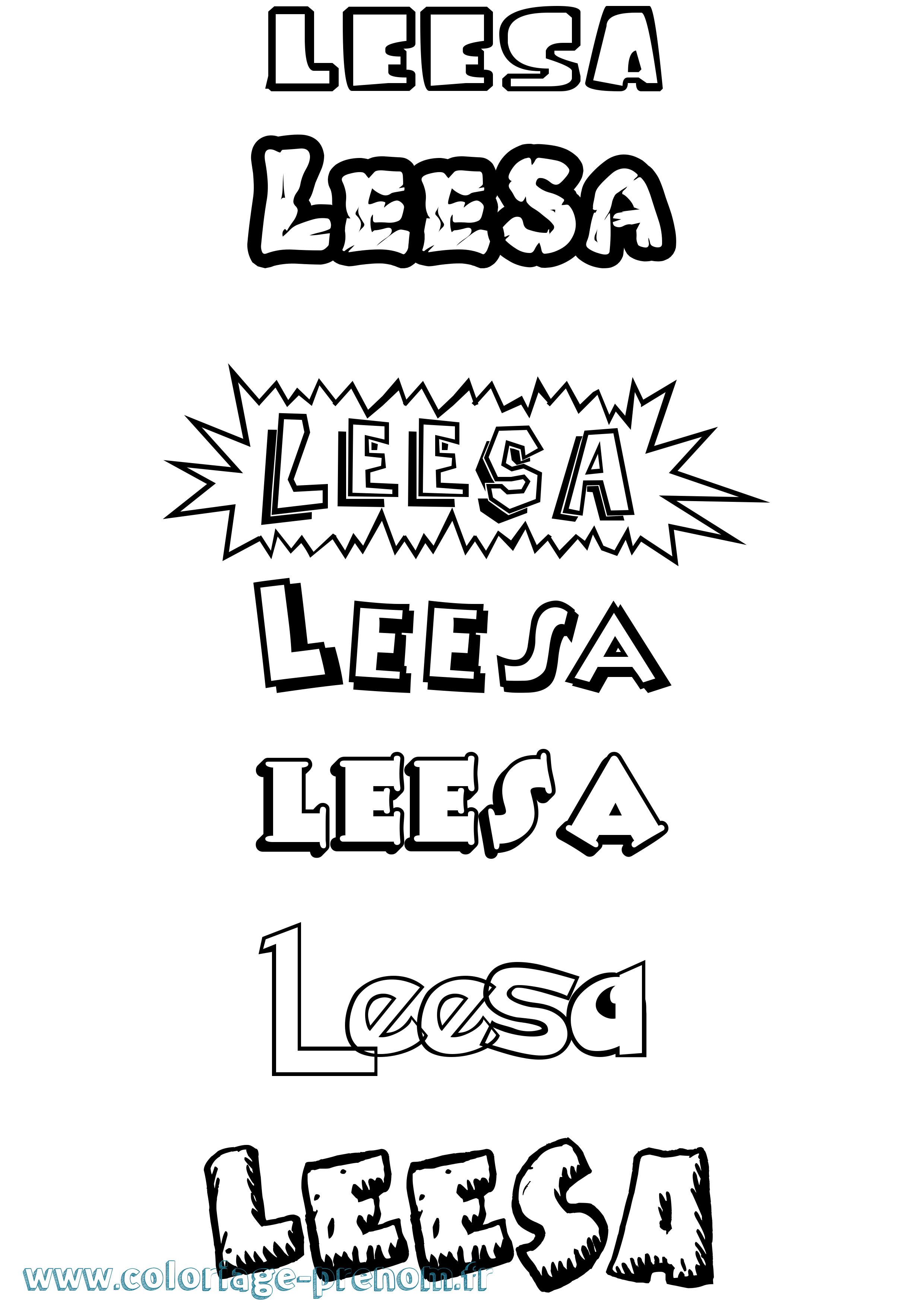 Coloriage Leesa Dessin Animé Coloriage prénom Leesa Dessin Animé