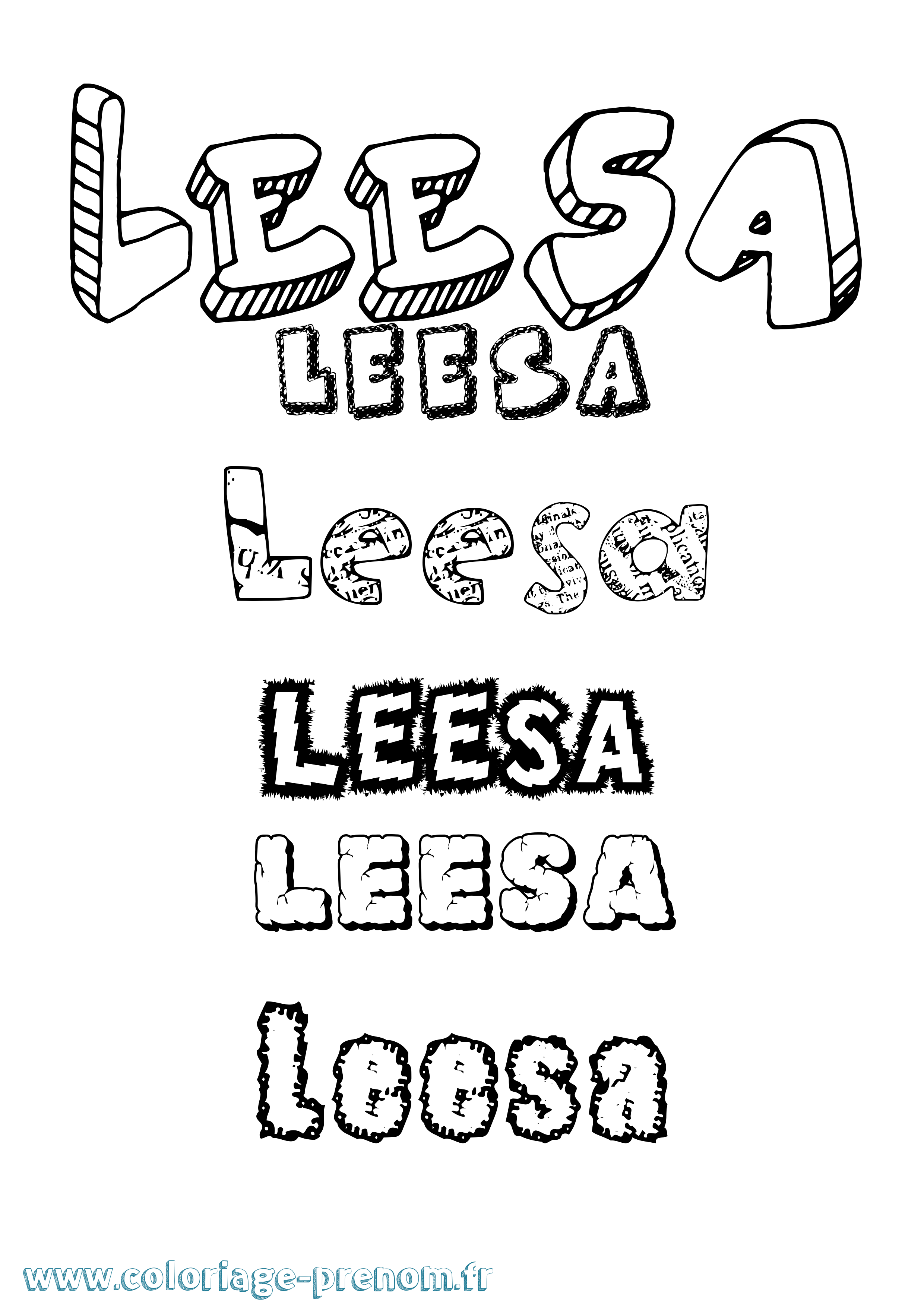 Coloriage Leesa Destructuré Coloriage prénom Leesa Destructuré