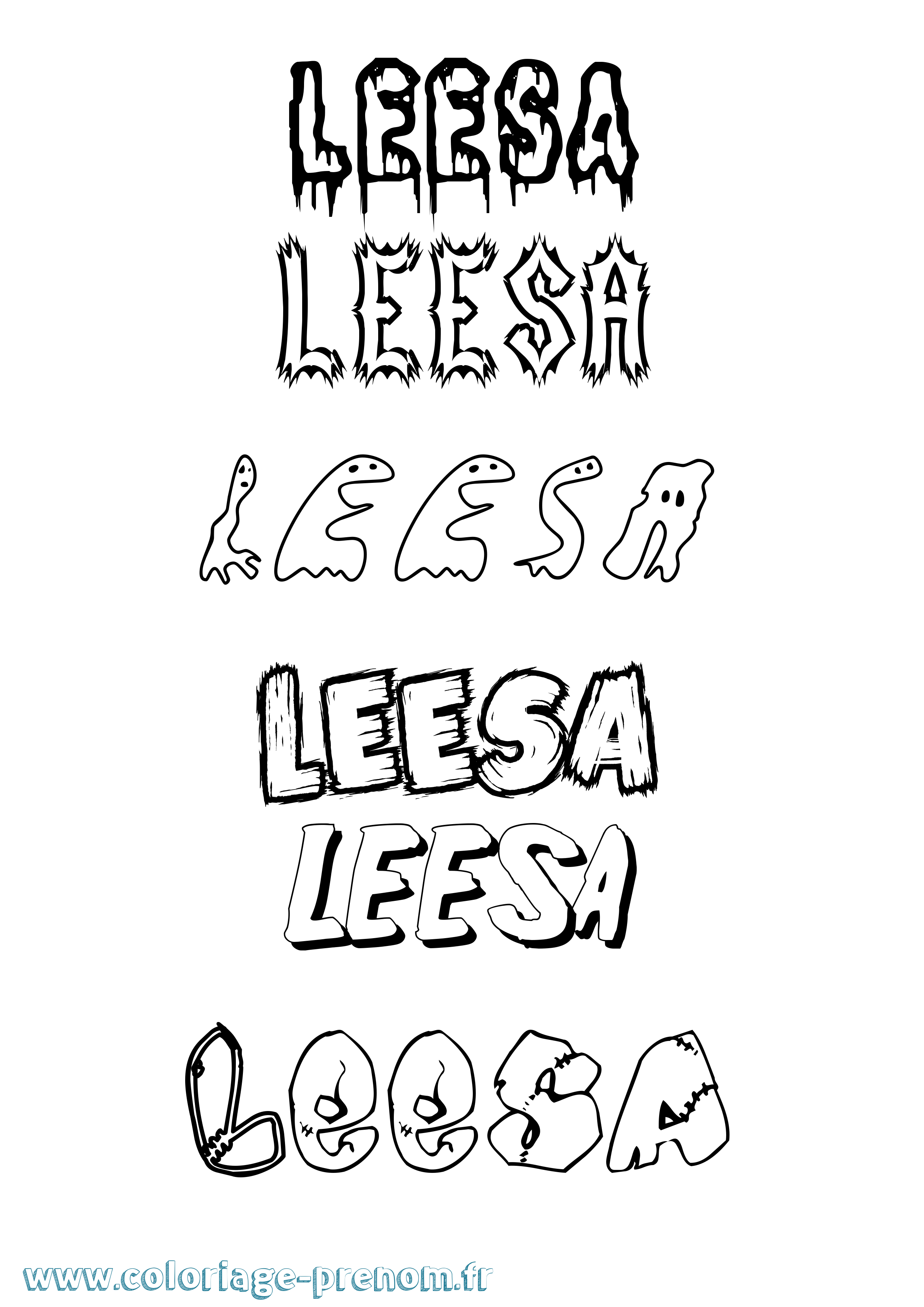Coloriage Leesa Frisson Coloriage prénom Leesa Frisson