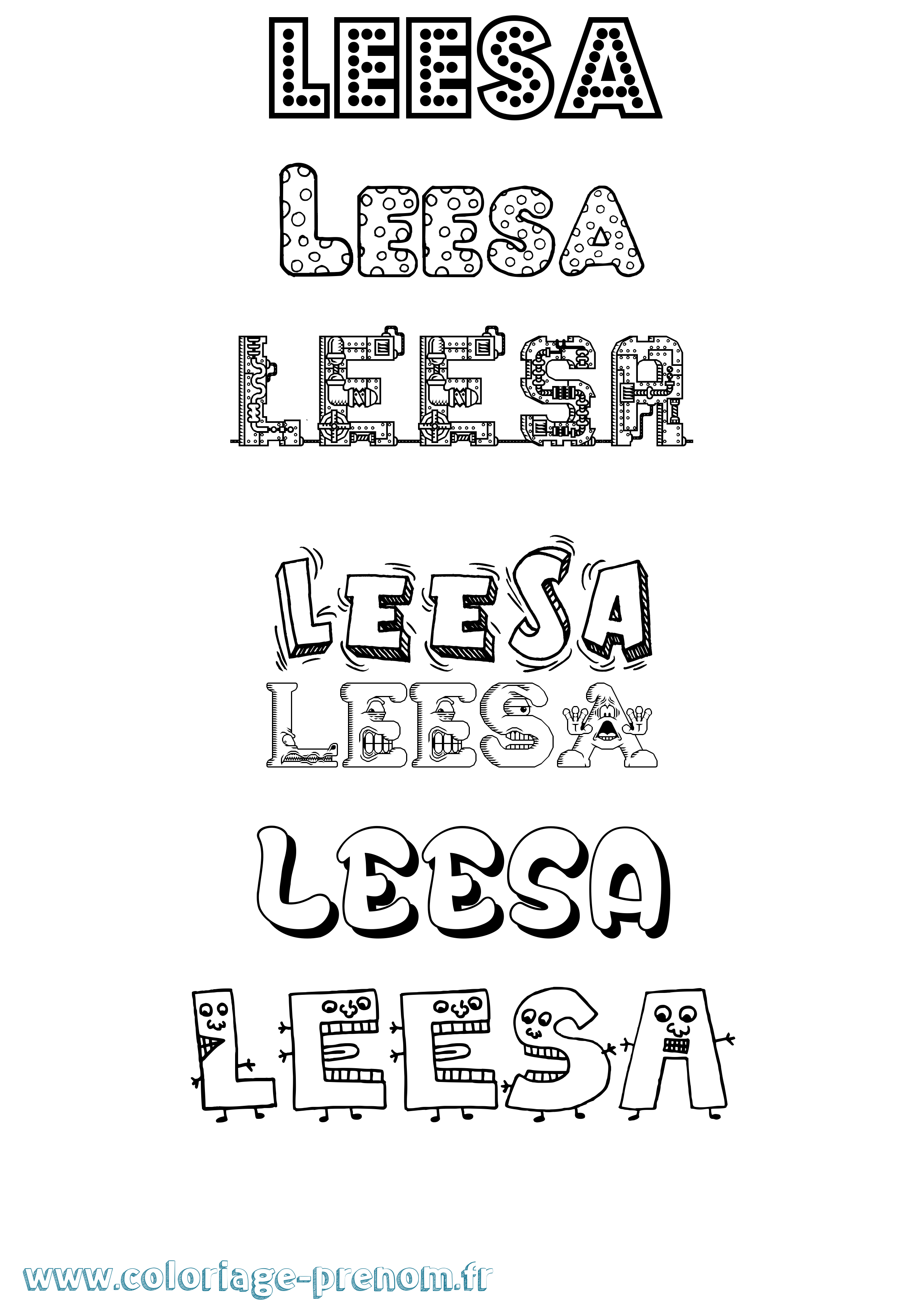 Coloriage Leesa Fun Coloriage prénom Leesa Fun