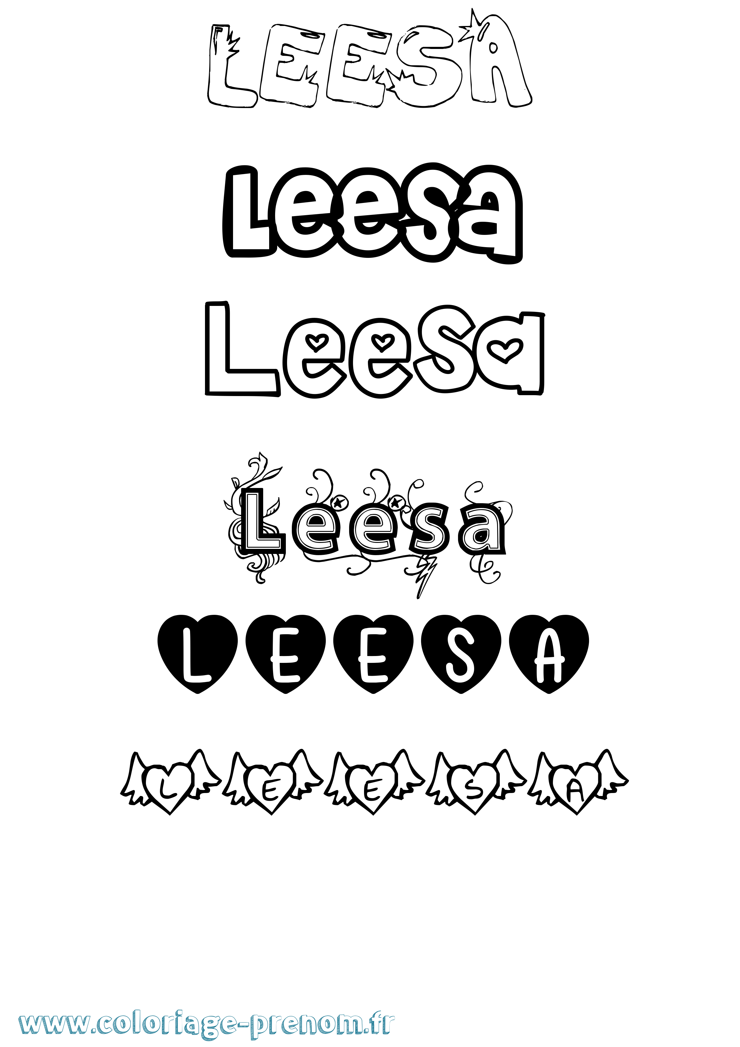 Coloriage Leesa Girly Coloriage prénom Leesa Girly