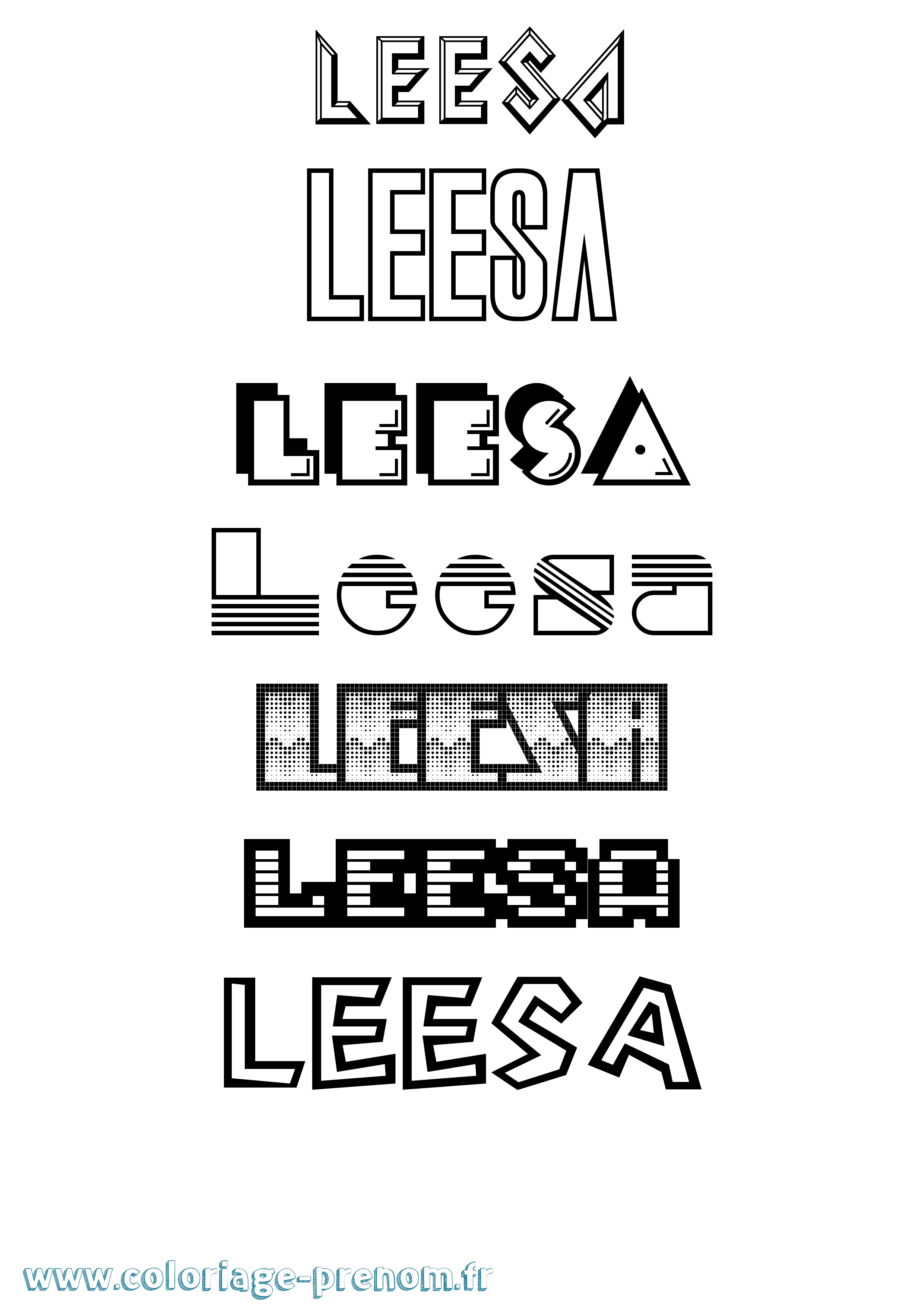 Coloriage Leesa Jeux Vidéos Coloriage prénom Leesa Jeux Vidéos