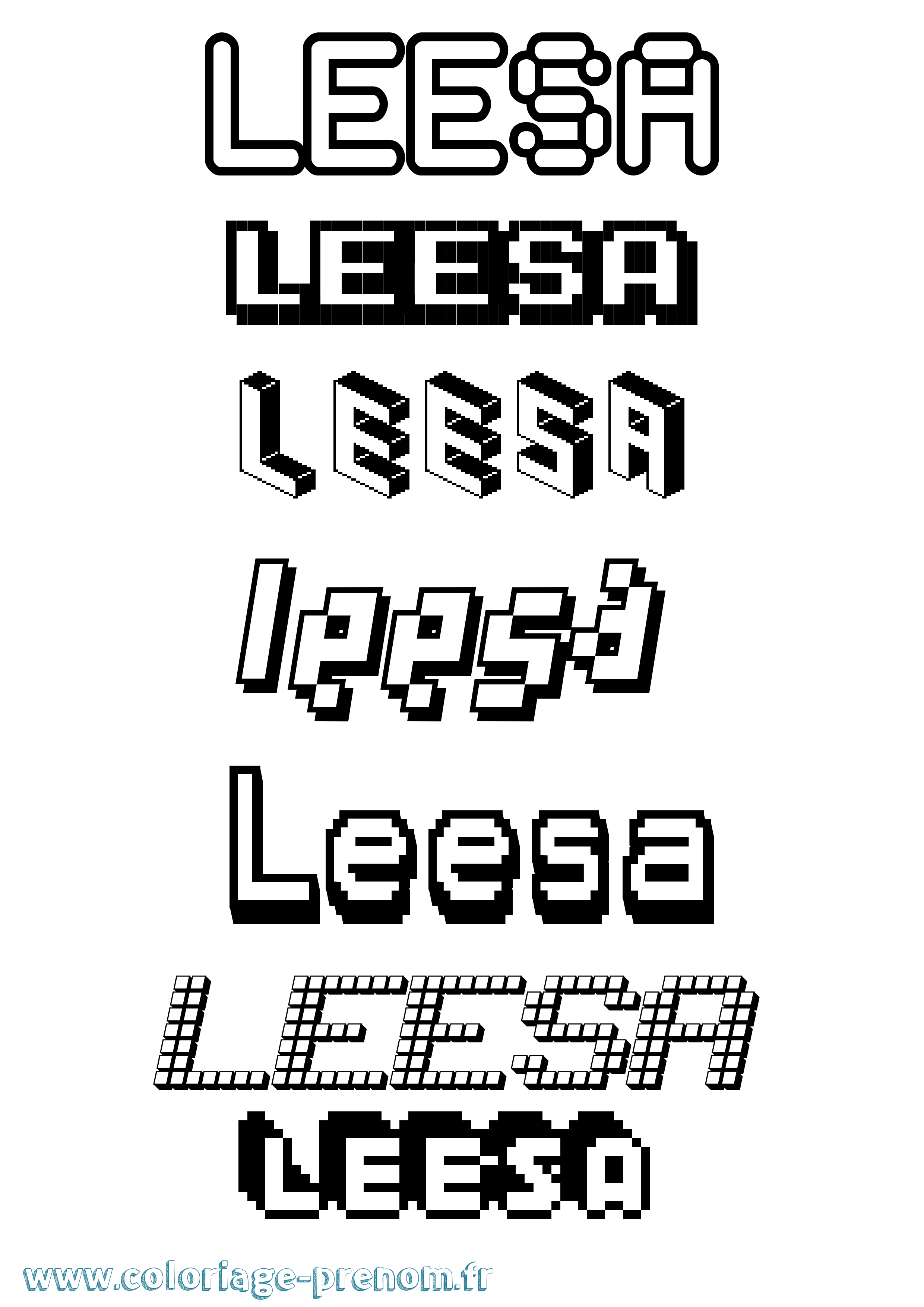 Coloriage Leesa Pixel Coloriage prénom Leesa Pixel