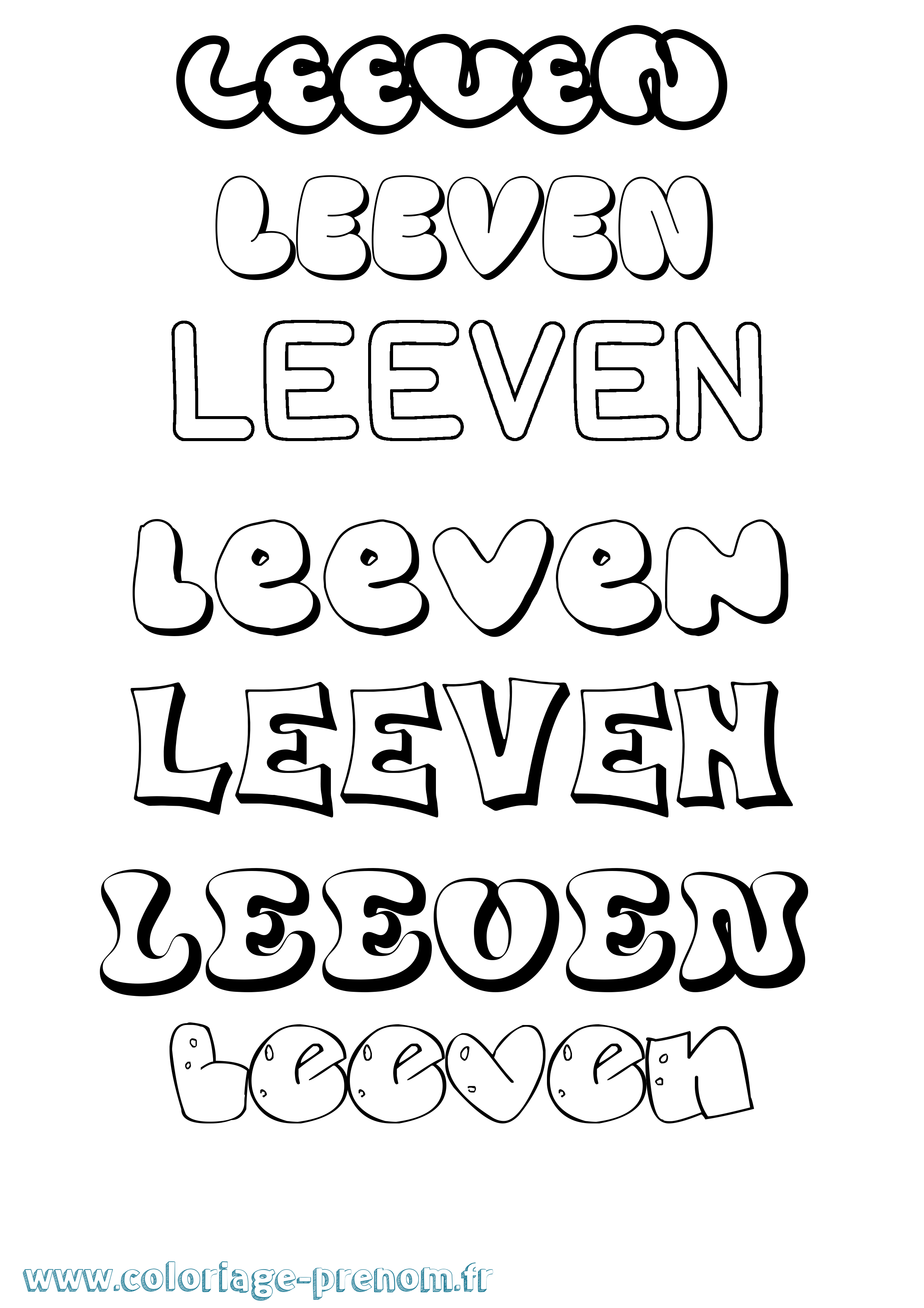 Coloriage Leeven Bubble Coloriage prénom Leeven Bubble