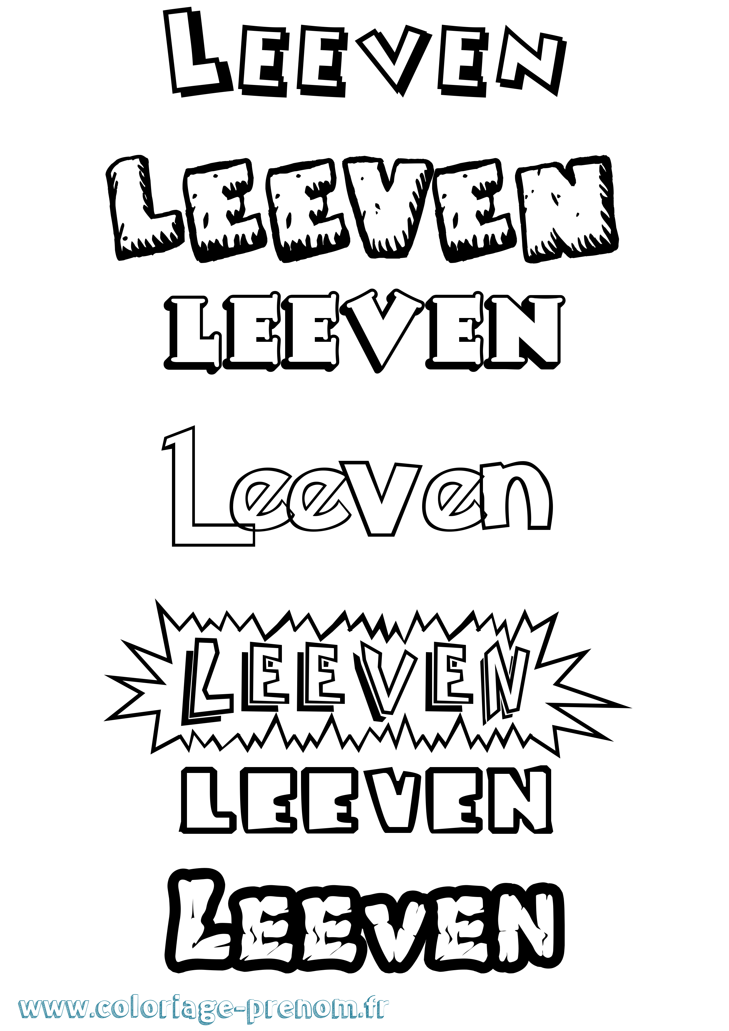 Coloriage Leeven Dessin Animé Coloriage prénom Leeven Dessin Animé