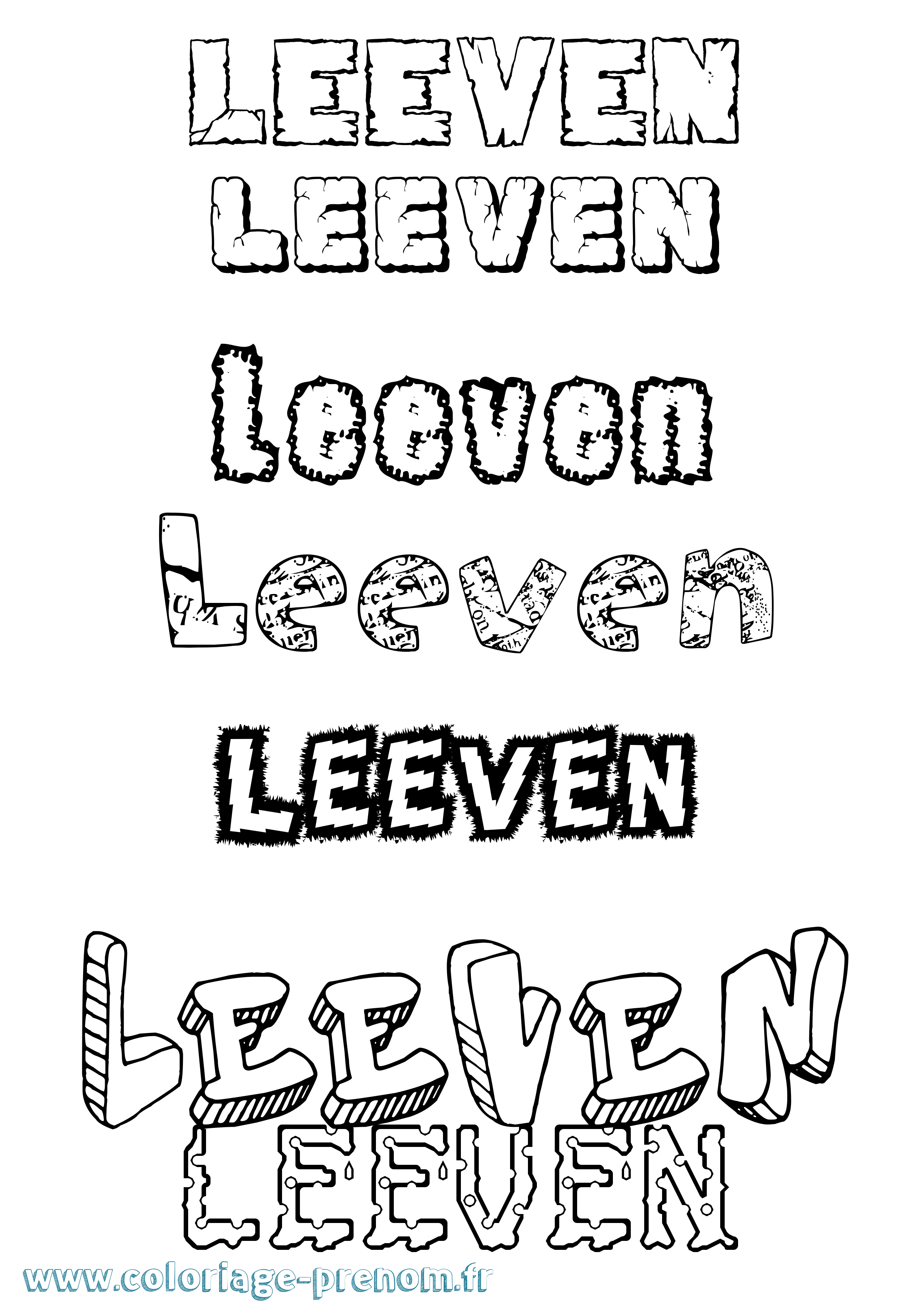 Coloriage Leeven Destructuré Coloriage prénom Leeven Destructuré