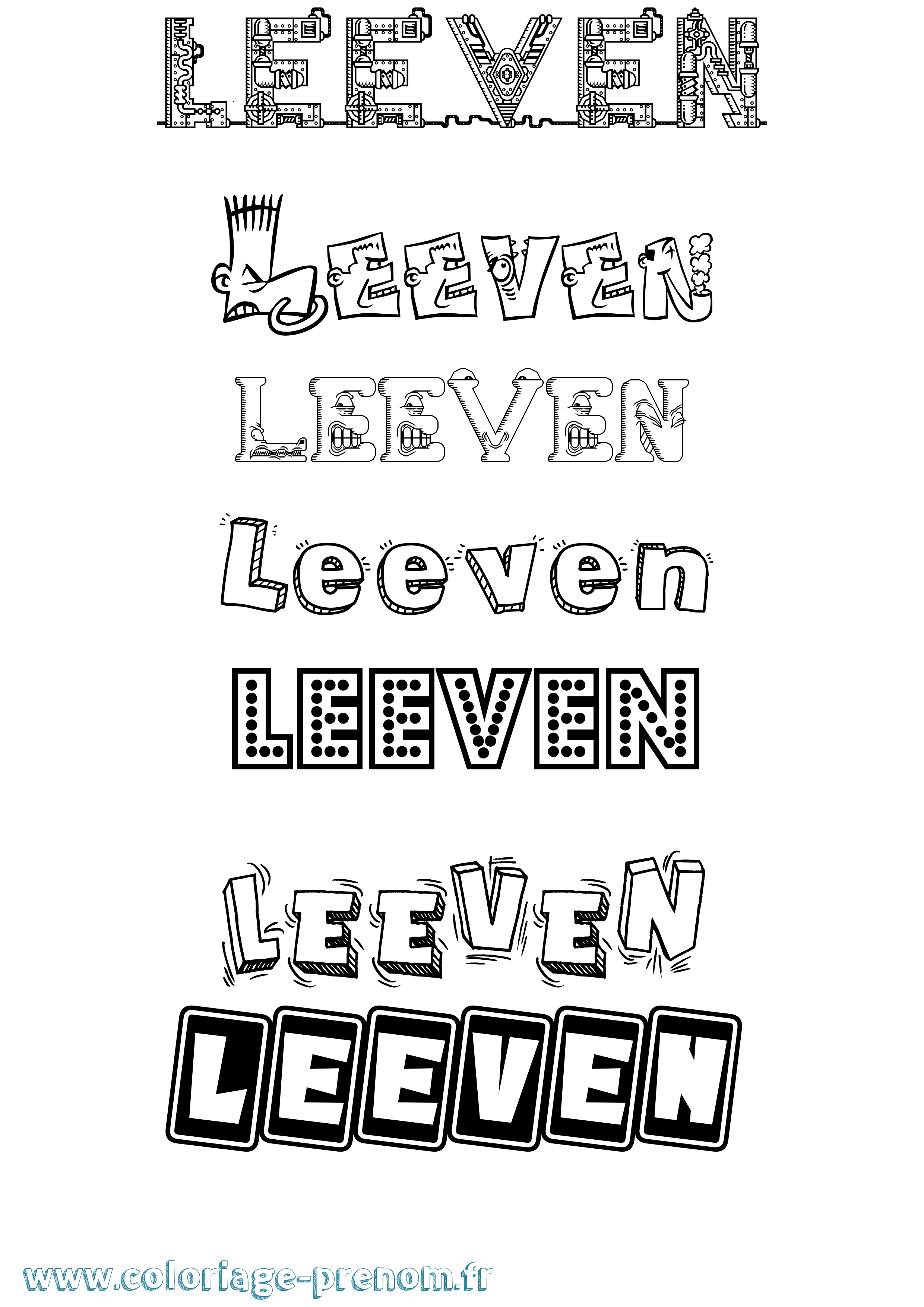 Coloriage Leeven Fun Coloriage prénom Leeven Fun