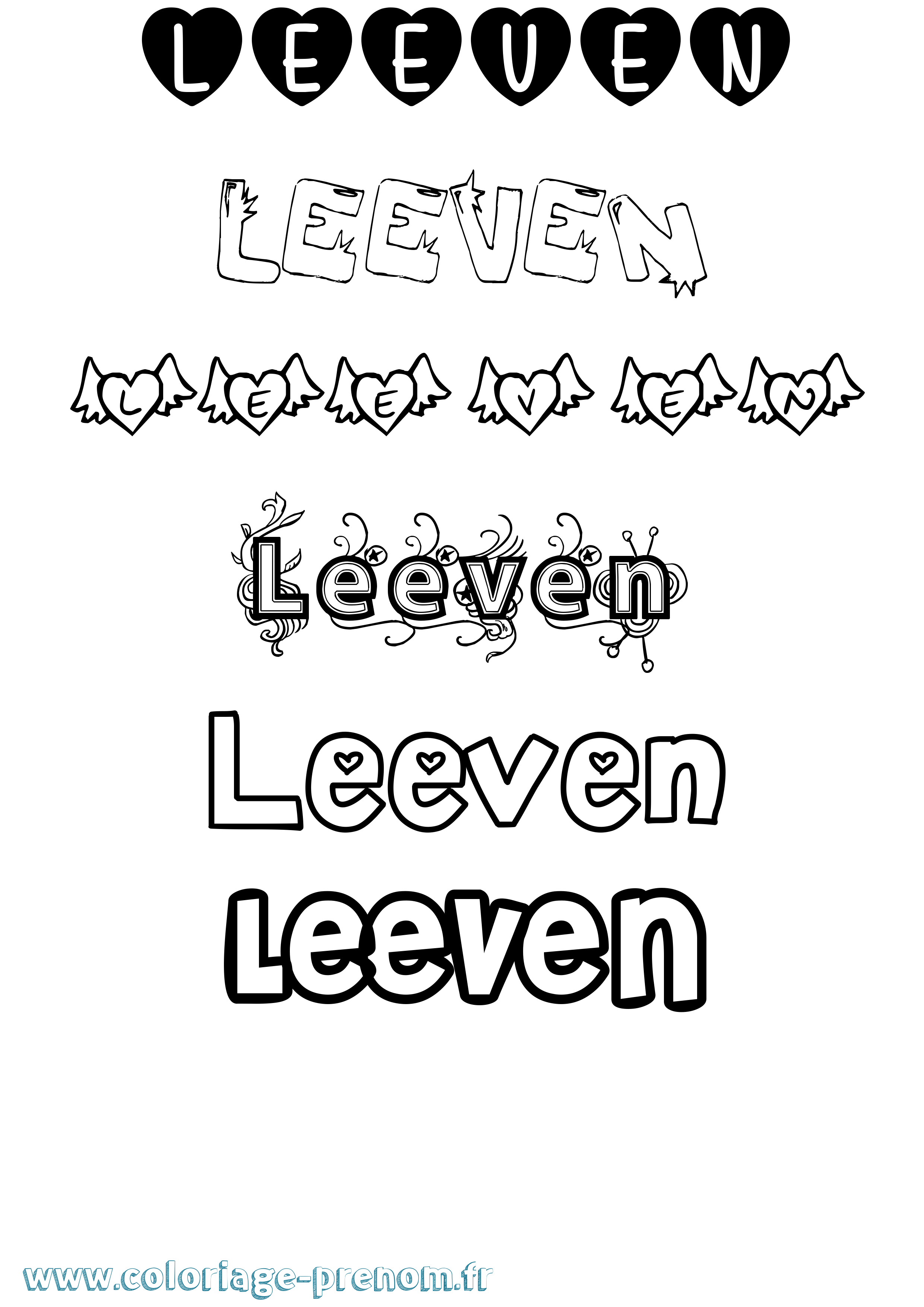 Coloriage Leeven Girly Coloriage prénom Leeven Girly