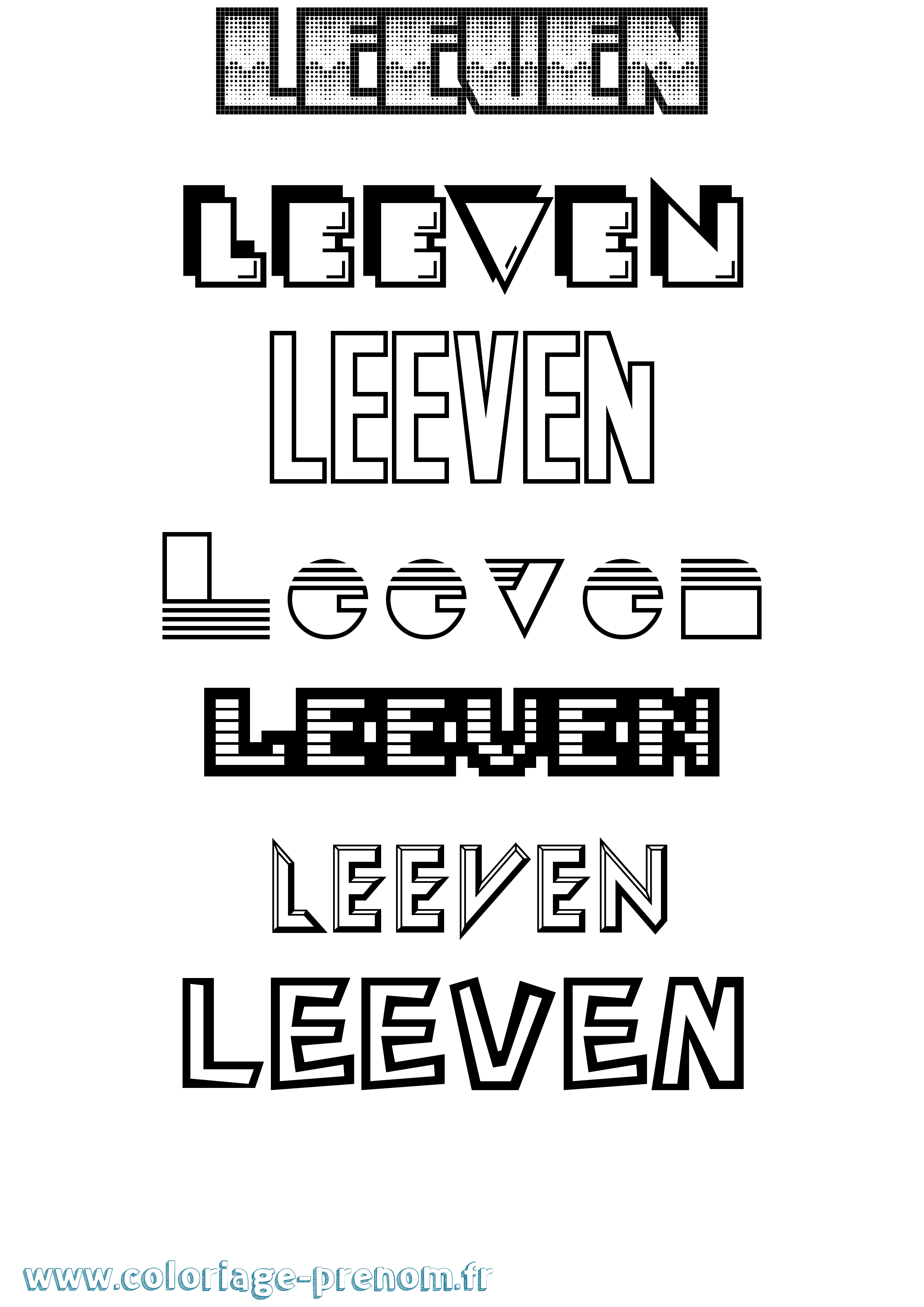 Coloriage Leeven Jeux Vidéos Coloriage prénom Leeven Jeux Vidéos