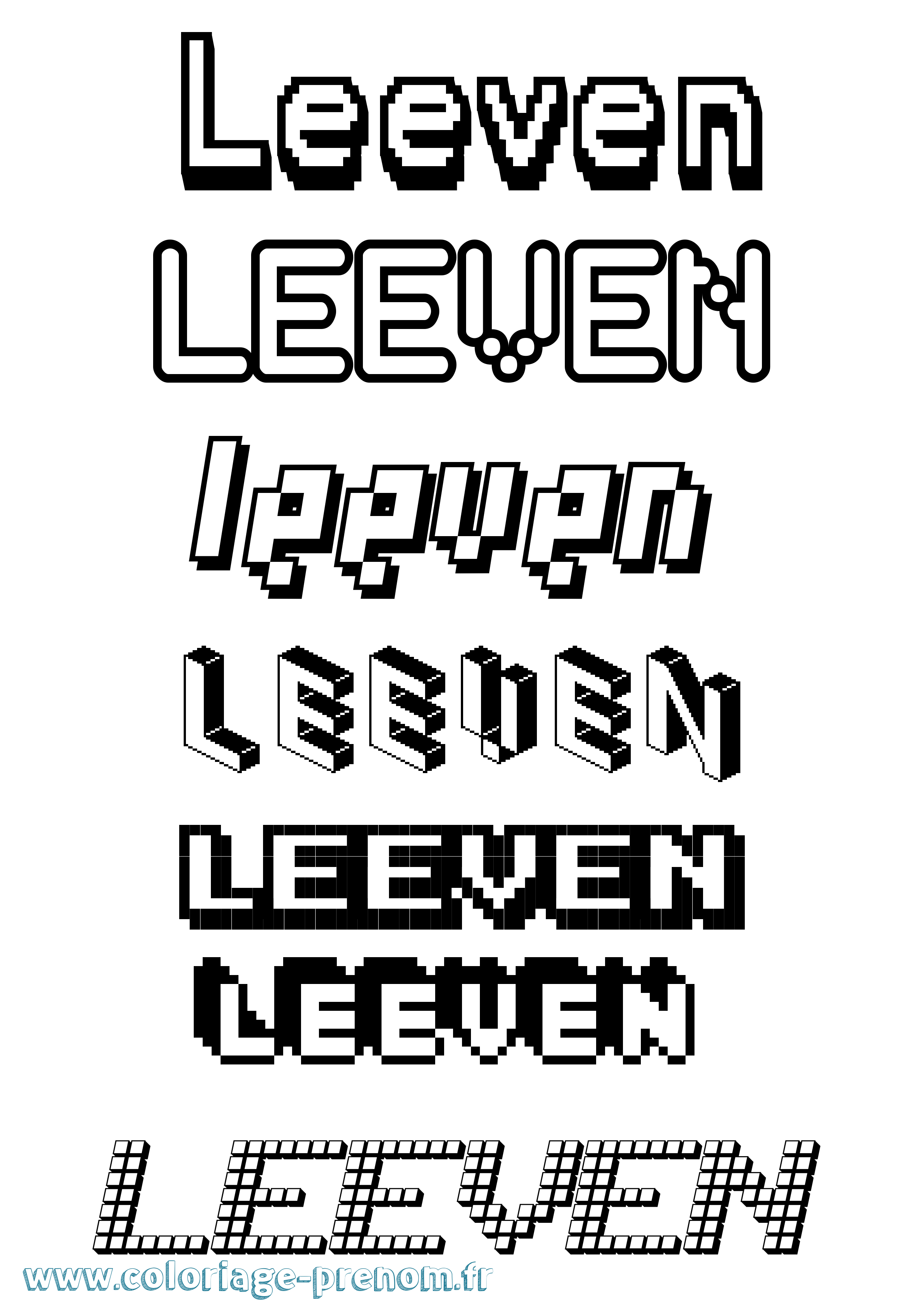Coloriage Leeven Pixel Coloriage prénom Leeven Pixel