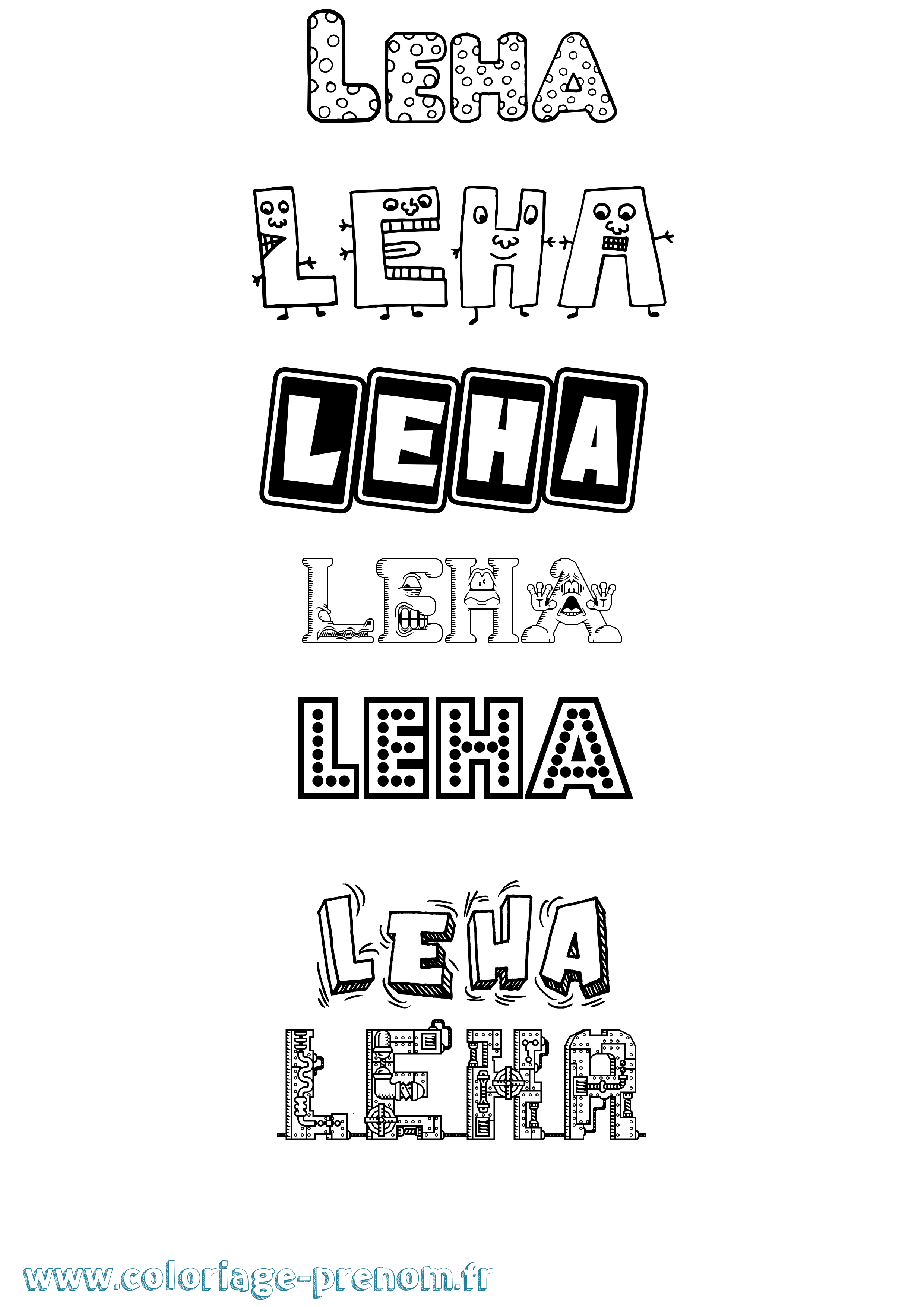 Coloriage Leha Fun Coloriage prénom Leha Fun