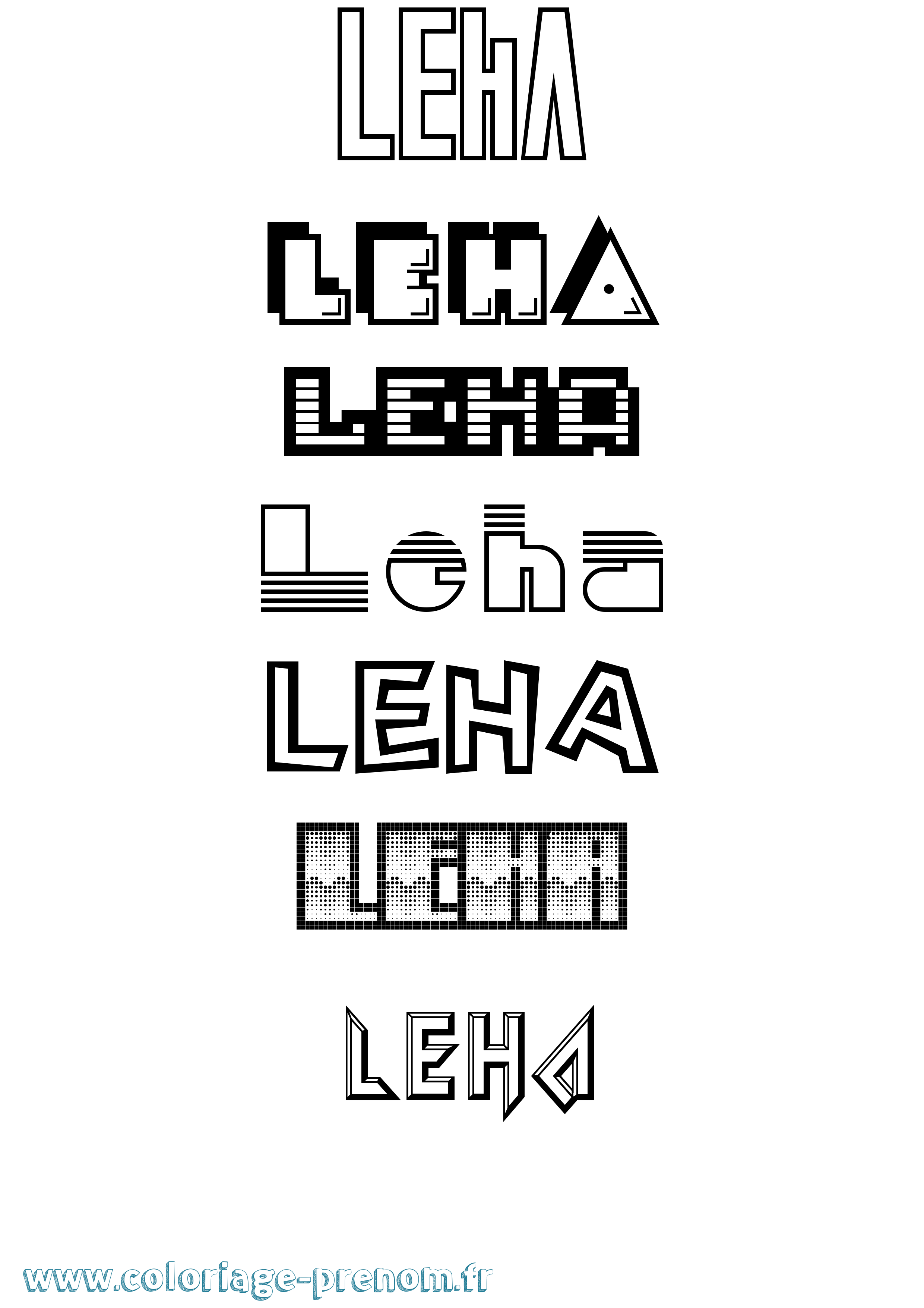 Coloriage Leha Jeux Vidéos Coloriage prénom Leha Jeux Vidéos