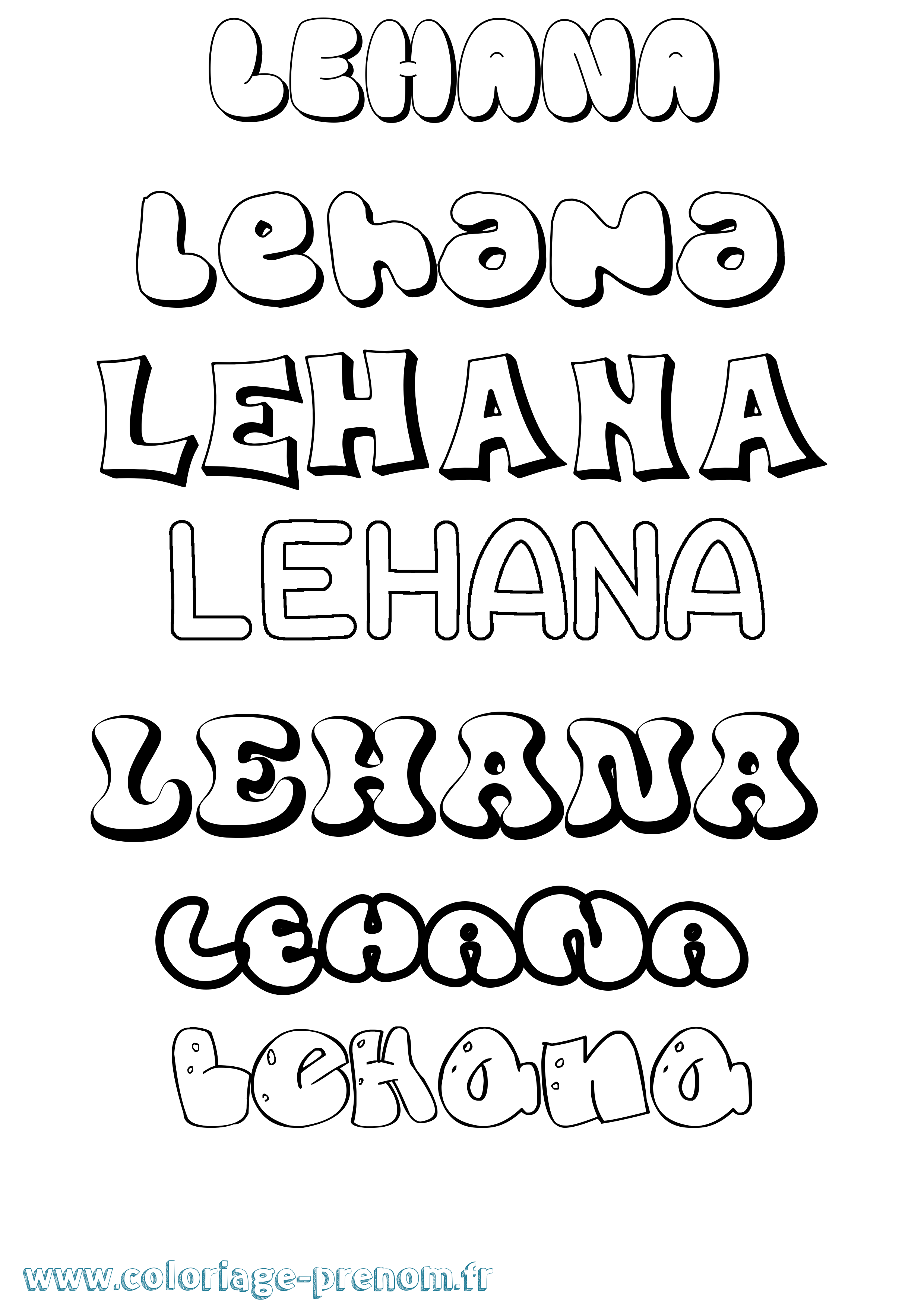 Coloriage Lehana Bubble Coloriage prénom Lehana Bubble