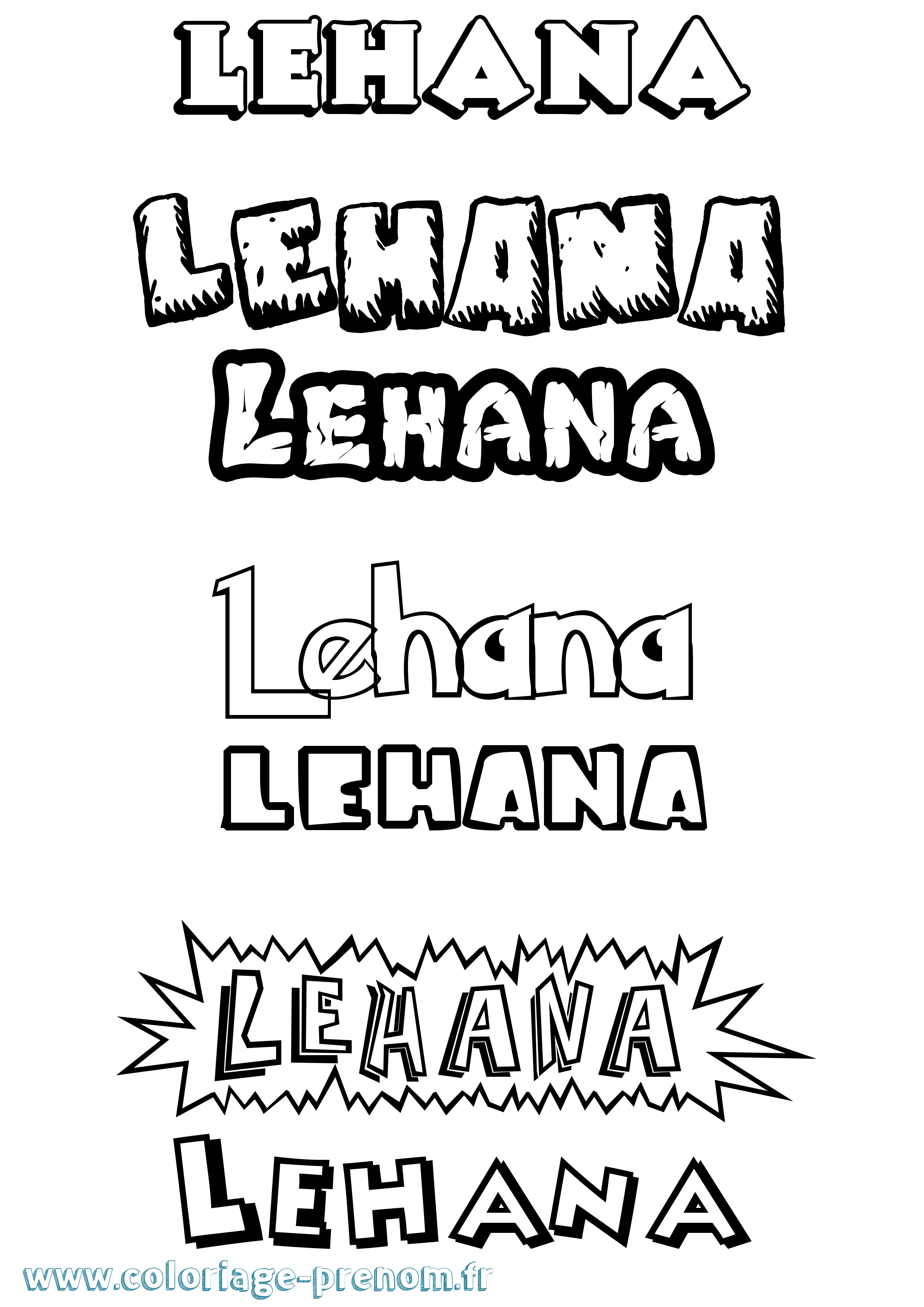 Coloriage Lehana Dessin Animé Coloriage prénom Lehana Dessin Animé