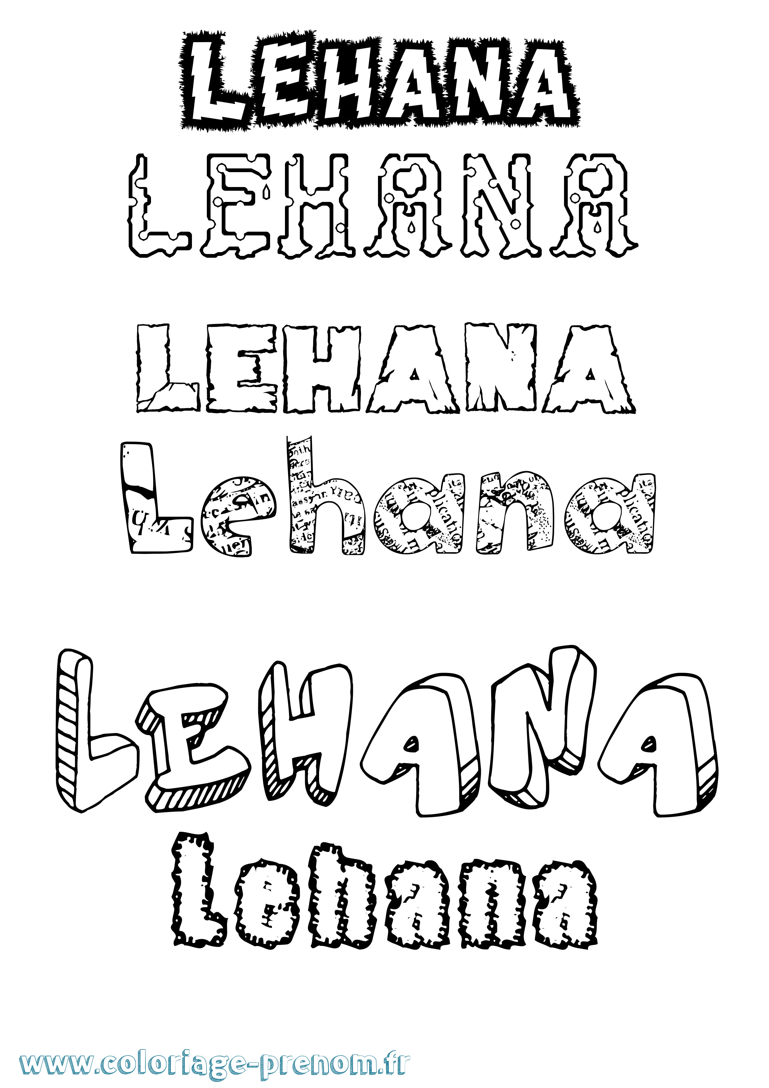 Coloriage Lehana Destructuré Coloriage prénom Lehana Destructuré