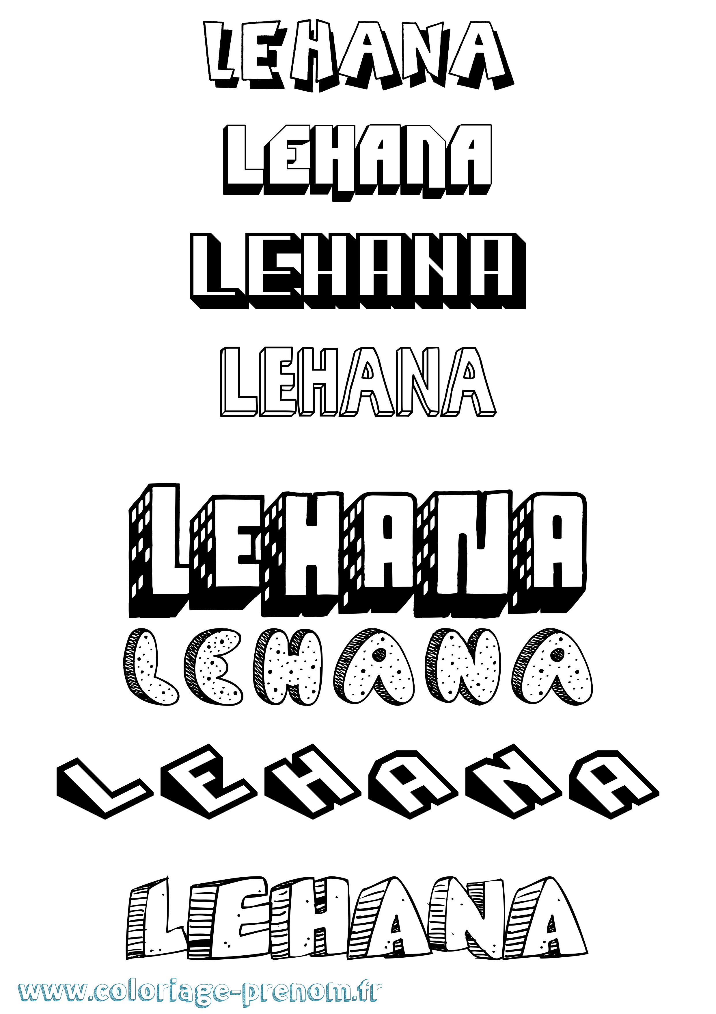 Coloriage Lehana Effet 3D Coloriage prénom Lehana Effet 3D