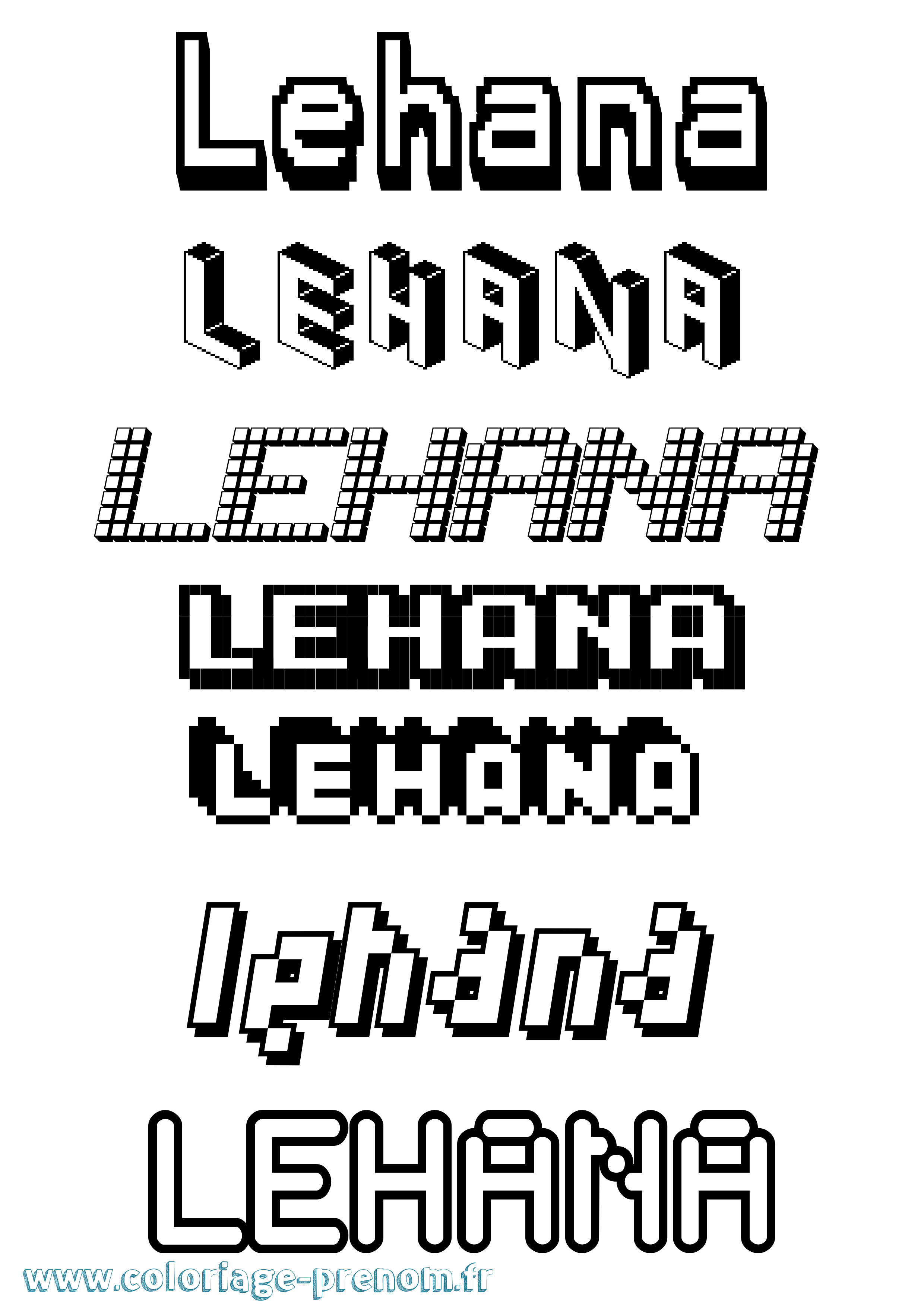 Coloriage Lehana Pixel Coloriage prénom Lehana Pixel