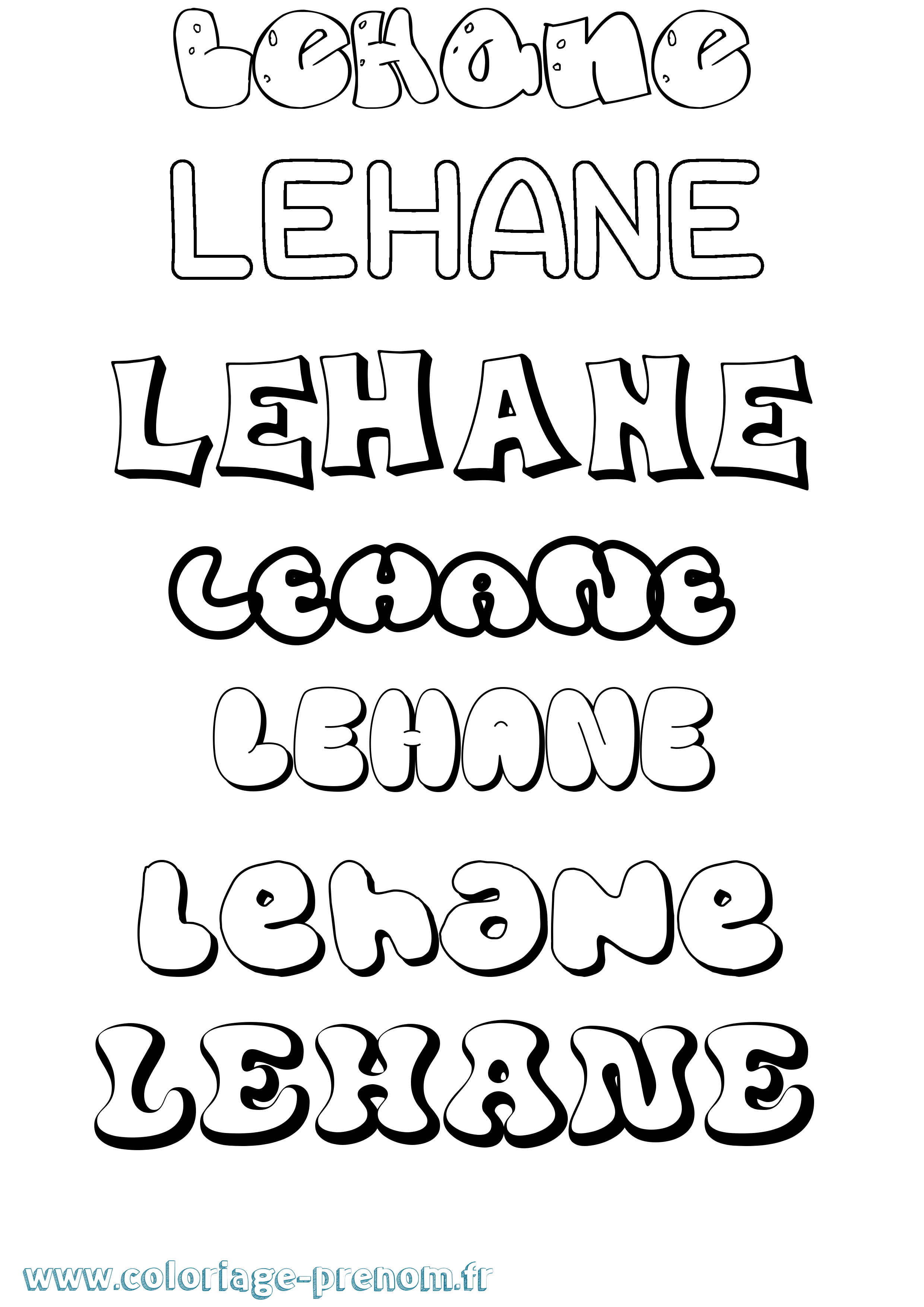 Coloriage Lehane Bubble Coloriage prénom Lehane Bubble