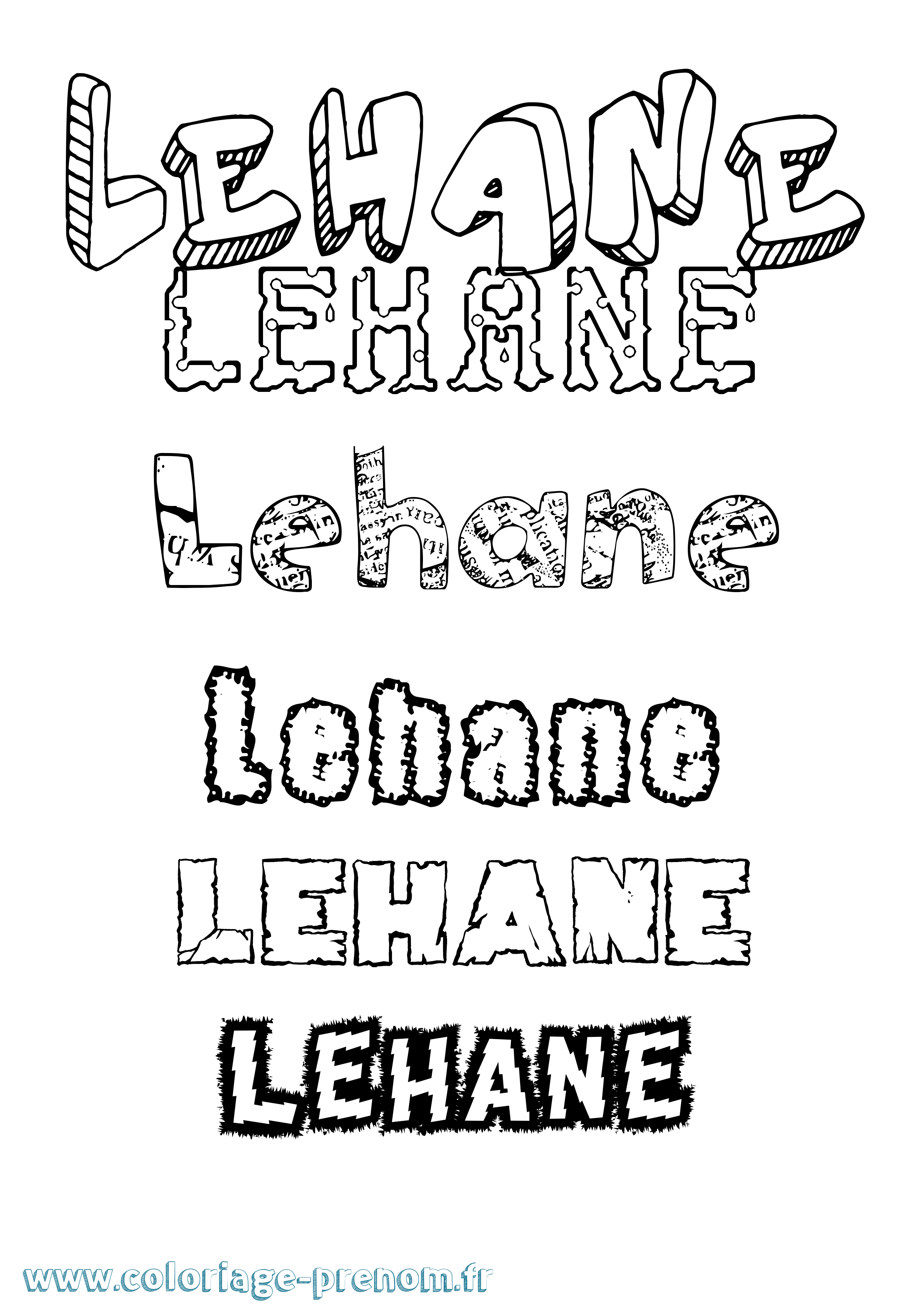 Coloriage Lehane Destructuré Coloriage prénom Lehane Destructuré