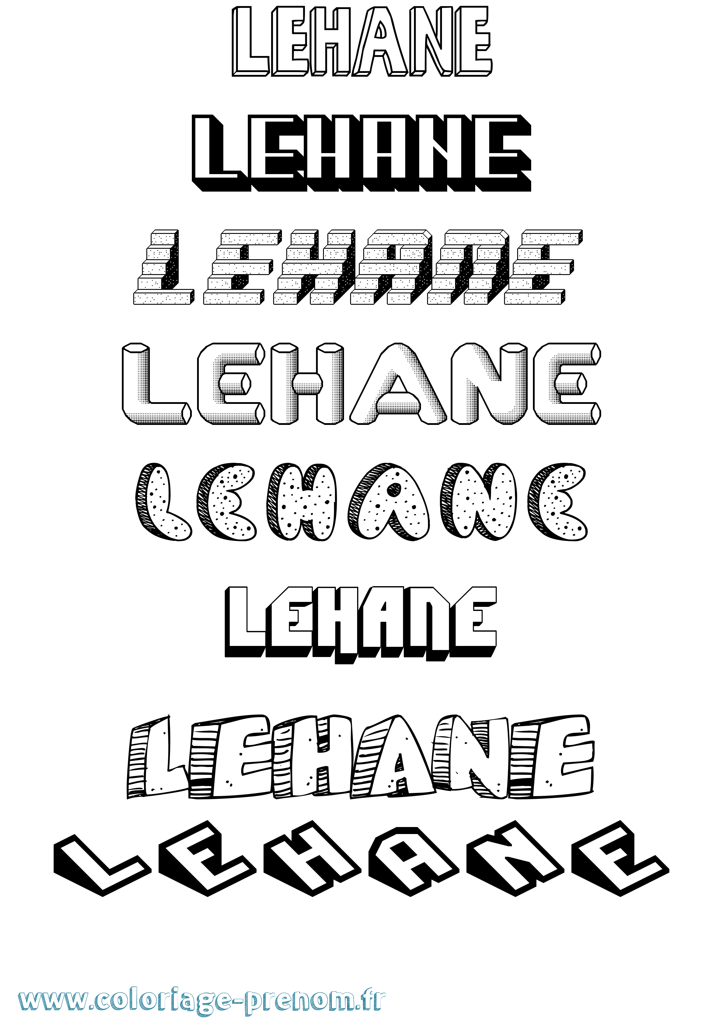 Coloriage Lehane Effet 3D Coloriage prénom Lehane Effet 3D