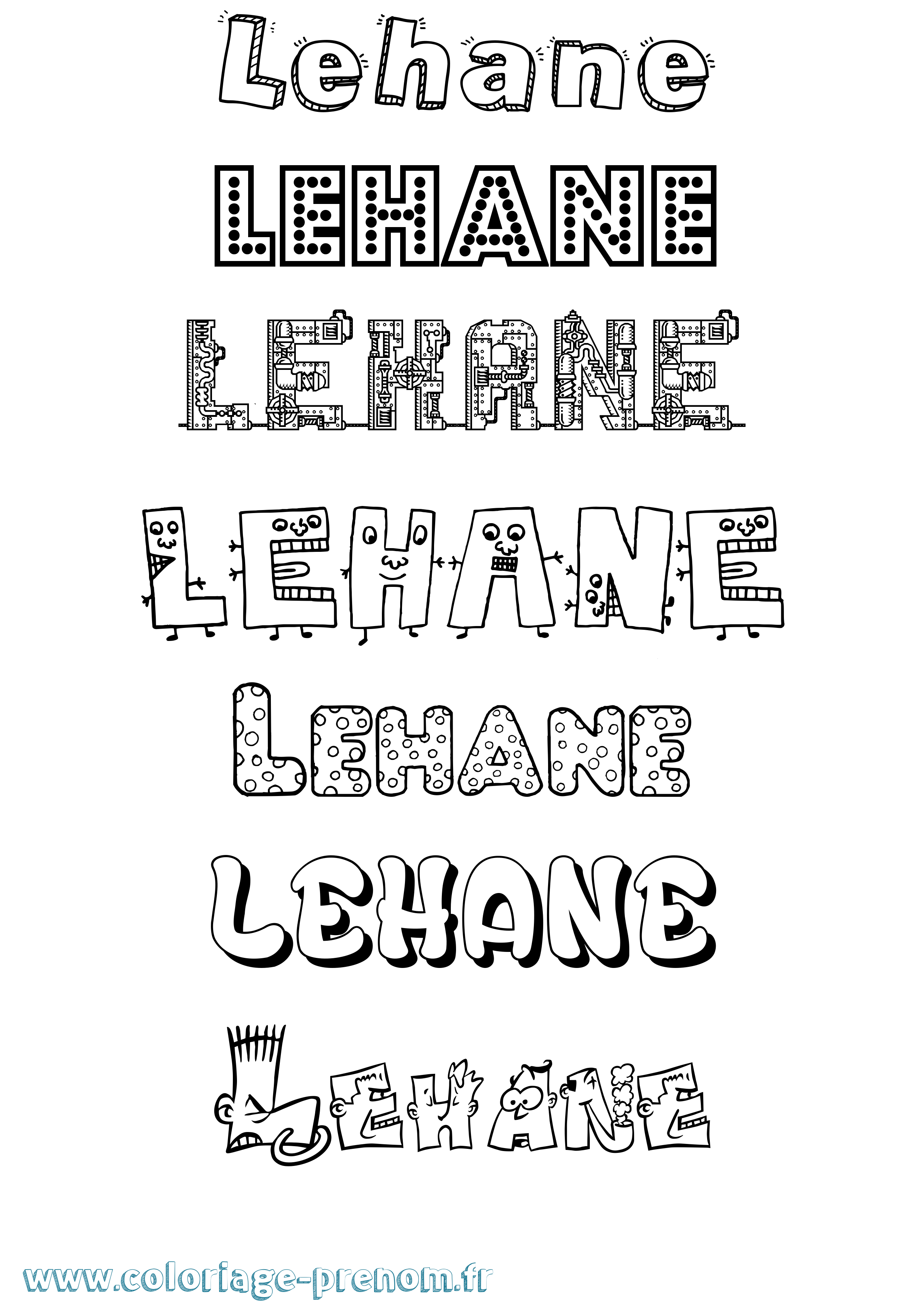Coloriage Lehane Fun Coloriage prénom Lehane Fun