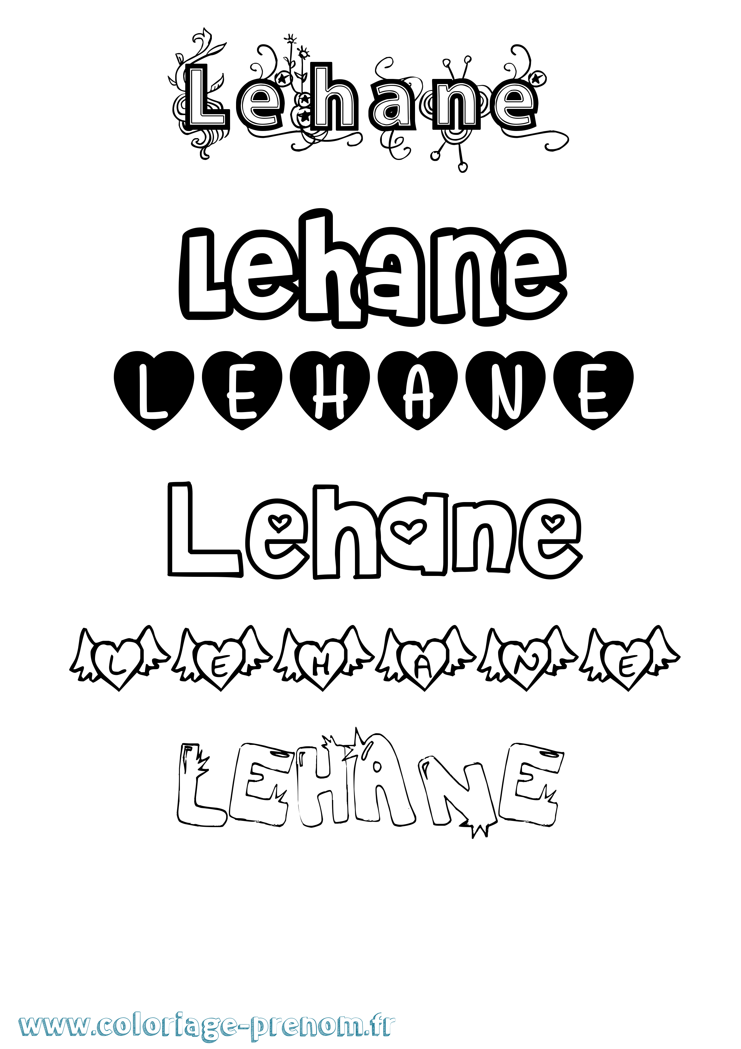 Coloriage Lehane Girly Coloriage prénom Lehane Girly