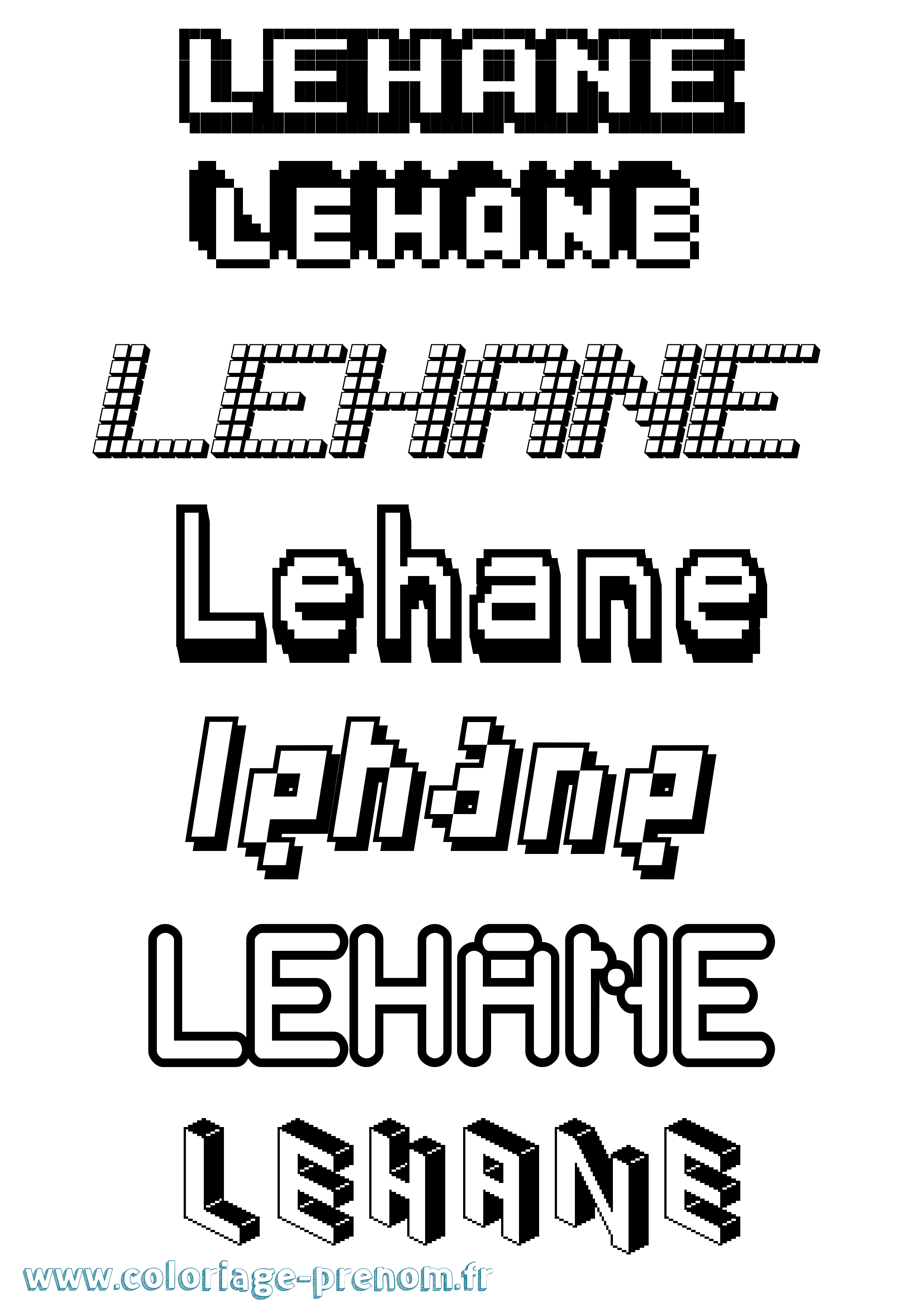 Coloriage Lehane Pixel Coloriage prénom Lehane Pixel