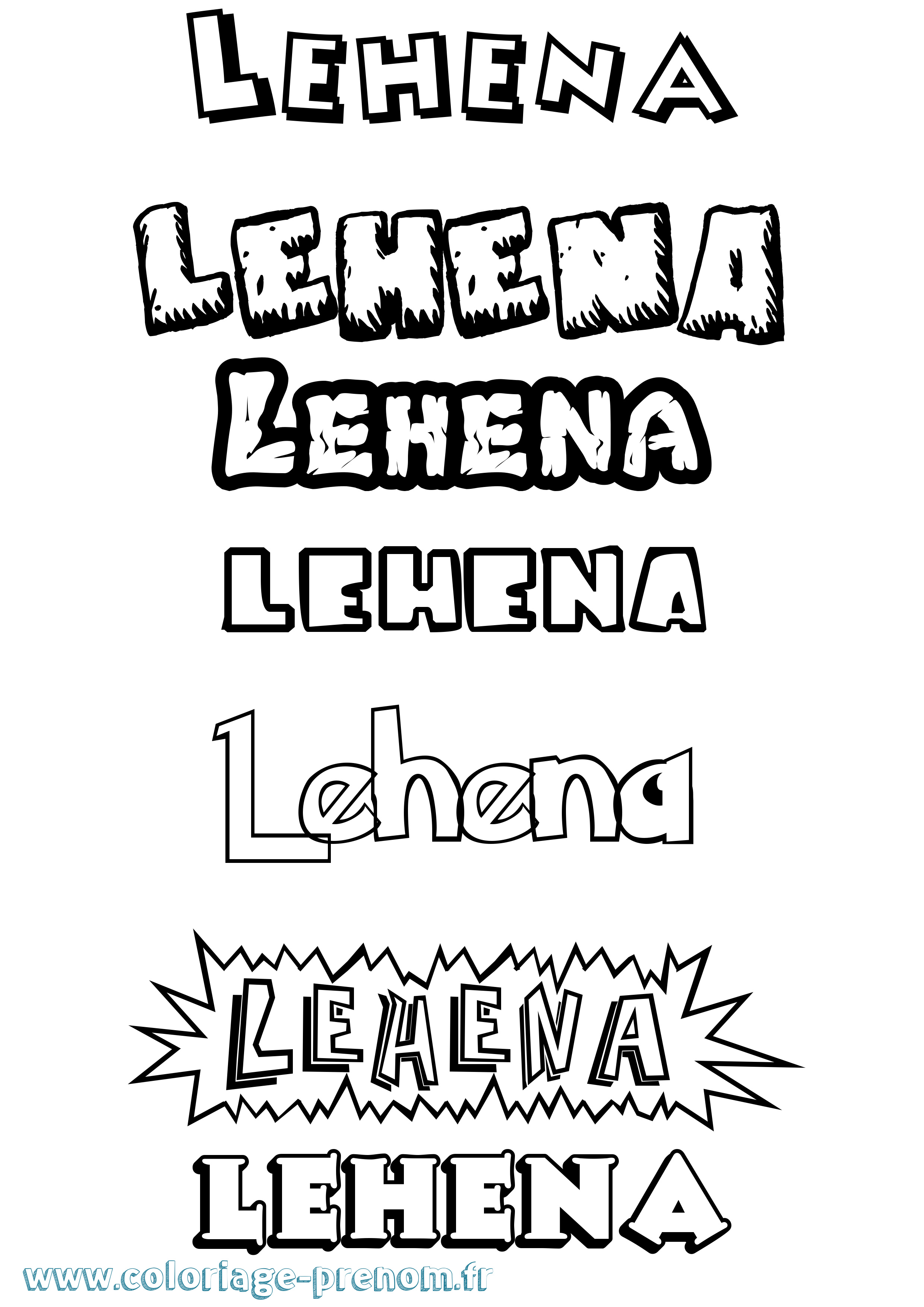 Coloriage Lehena Dessin Animé Coloriage prénom Lehena Dessin Animé