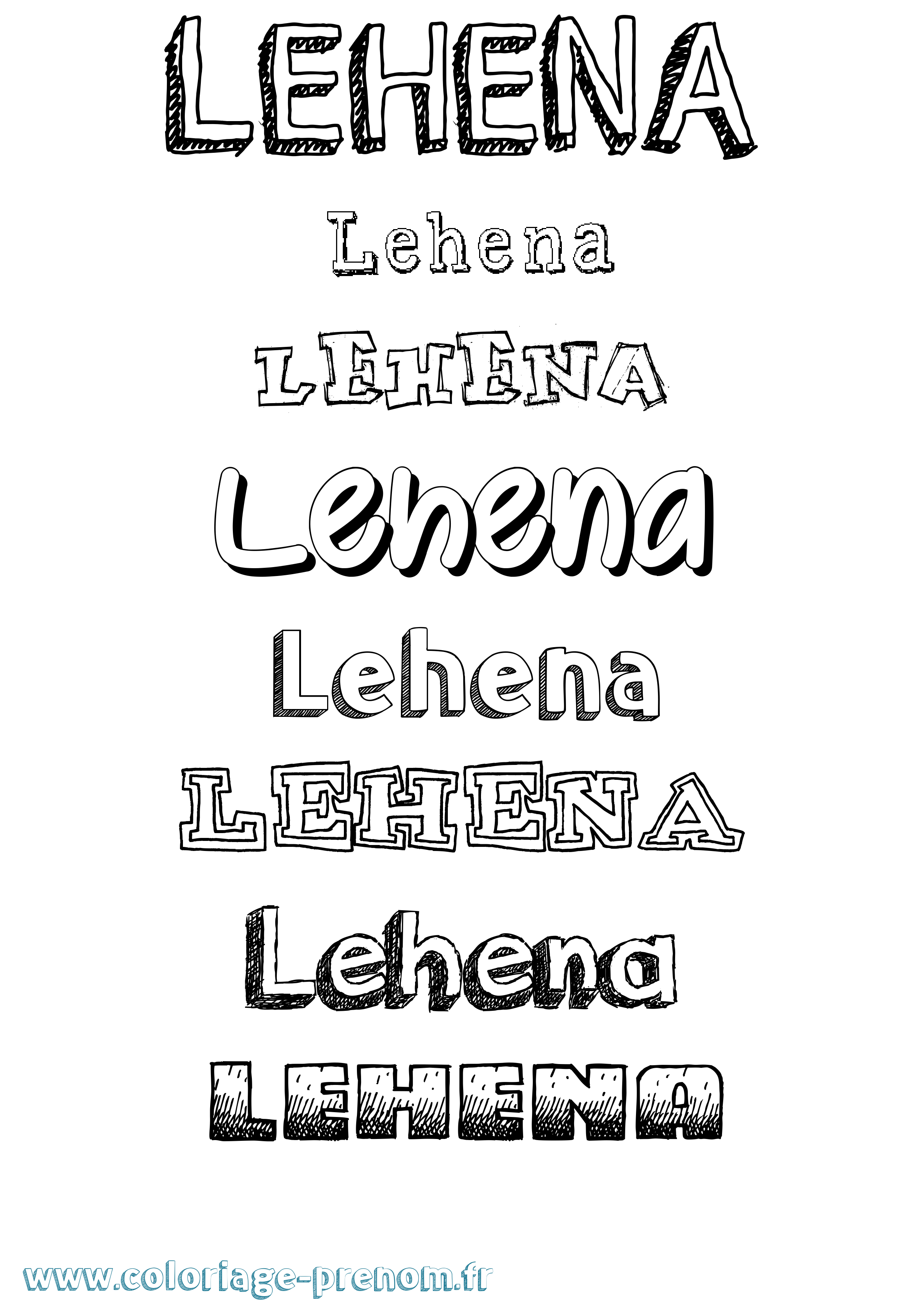 Coloriage Lehena Dessiné Coloriage prénom Lehena Dessiné