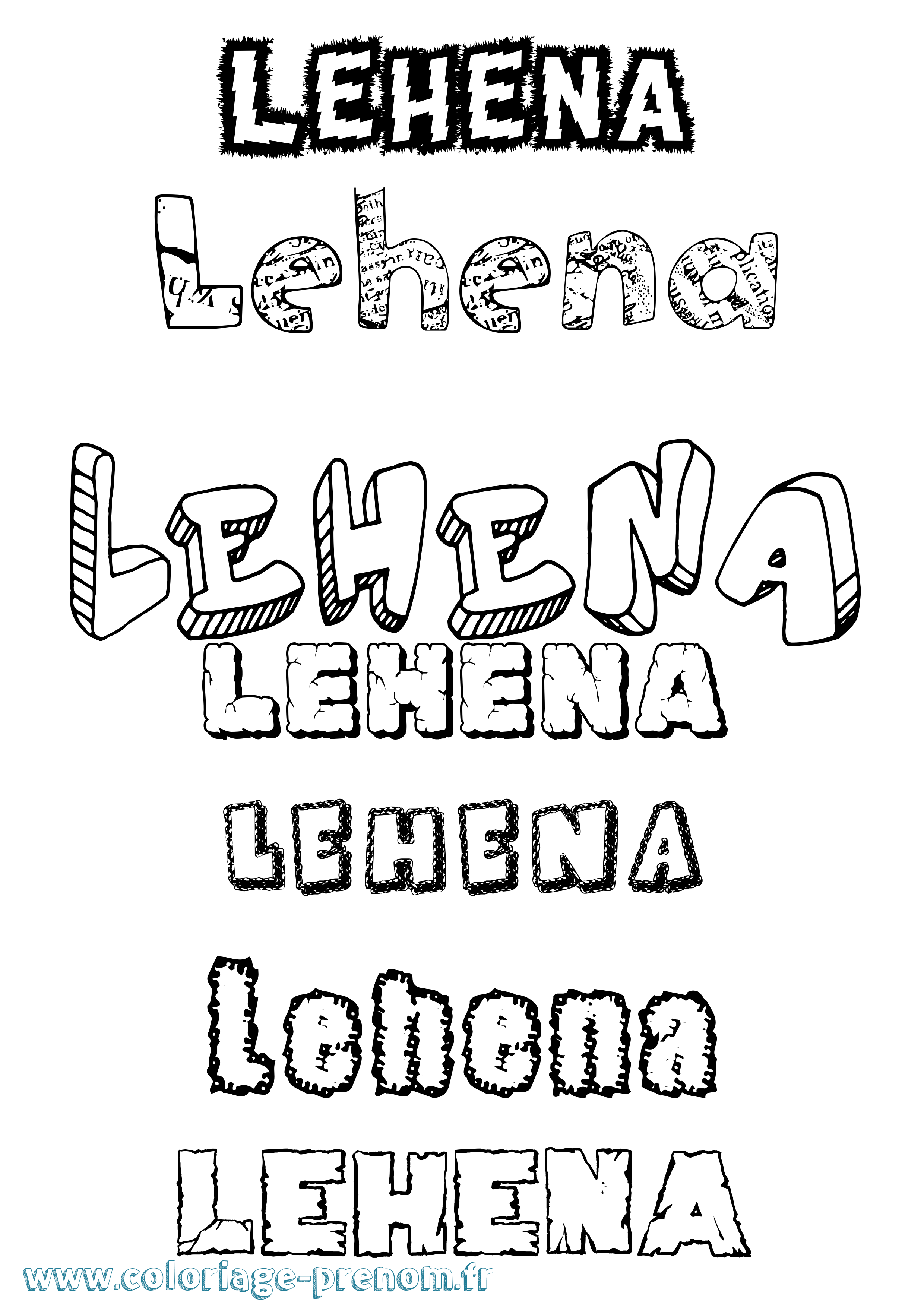 Coloriage Lehena Destructuré Coloriage prénom Lehena Destructuré