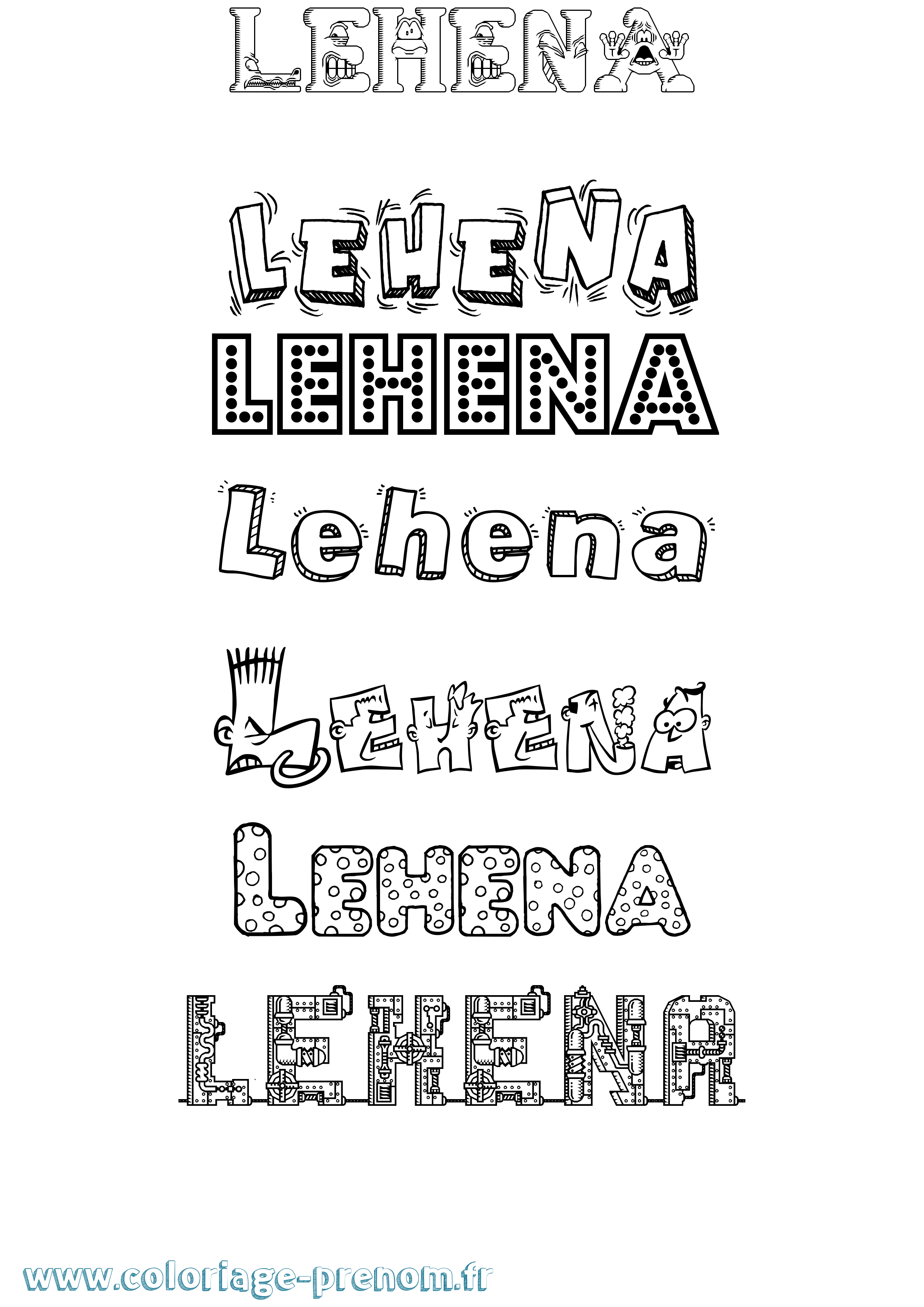 Coloriage Lehena Fun Coloriage prénom Lehena Fun