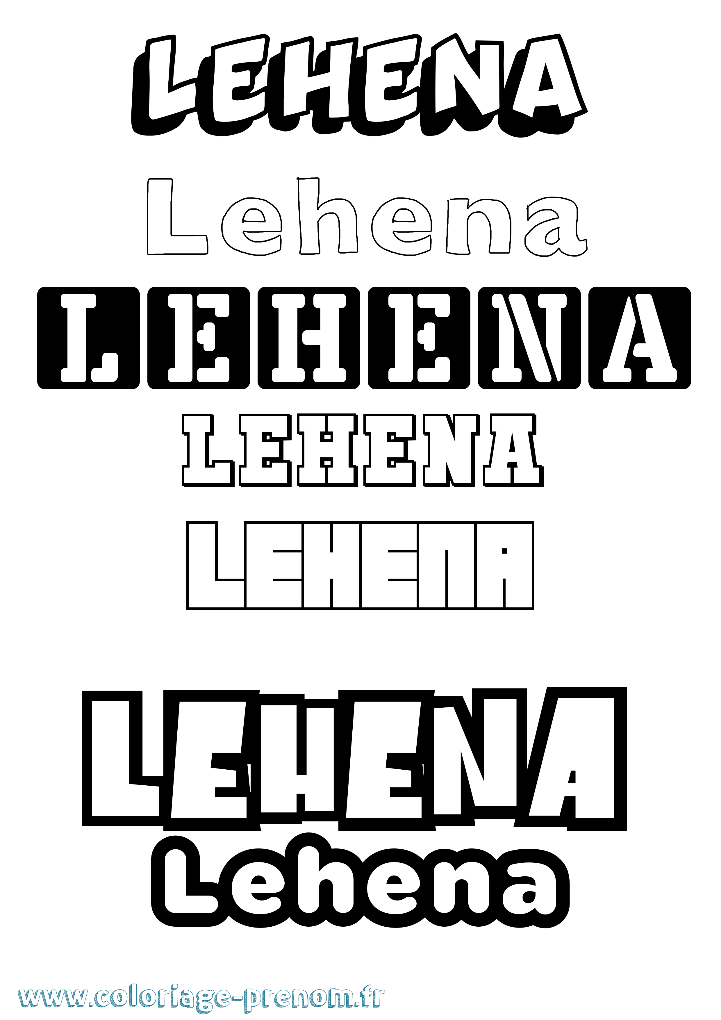 Coloriage Lehena Simple Coloriage prénom Lehena Simple
