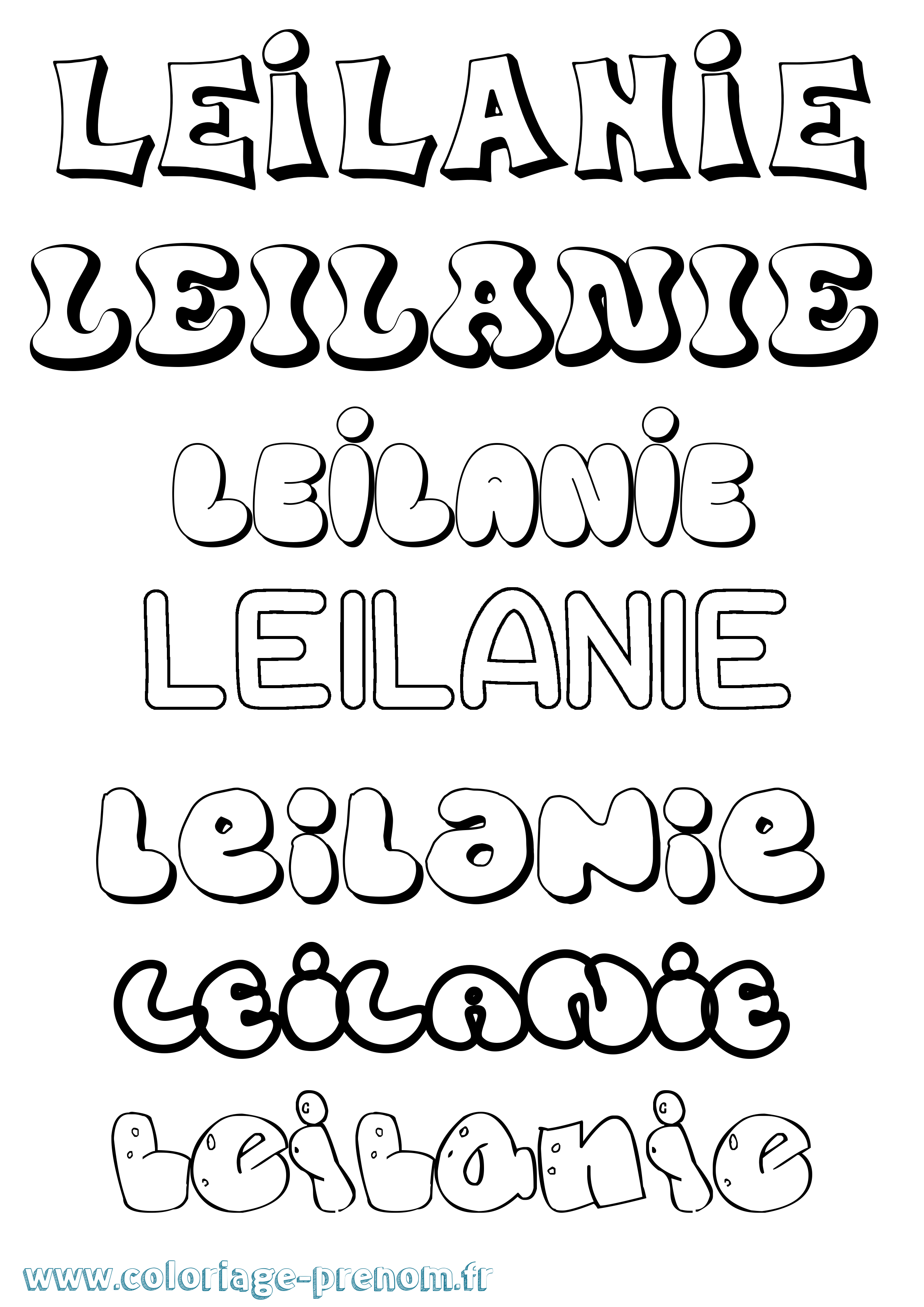 Coloriage Leilanie Bubble Coloriage prénom Leilanie Bubble