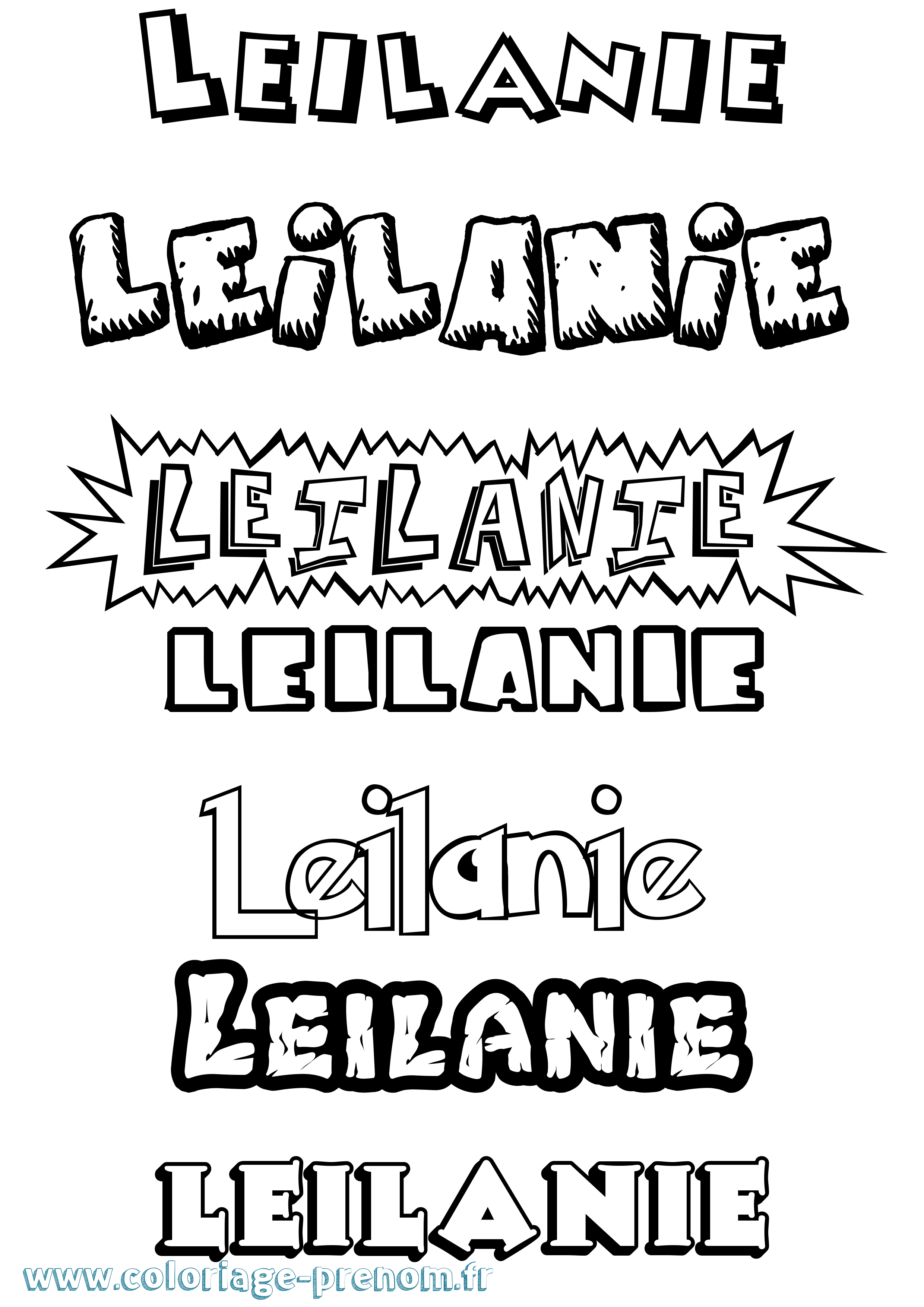 Coloriage Leilanie Dessin Animé Coloriage prénom Leilanie Dessin Animé