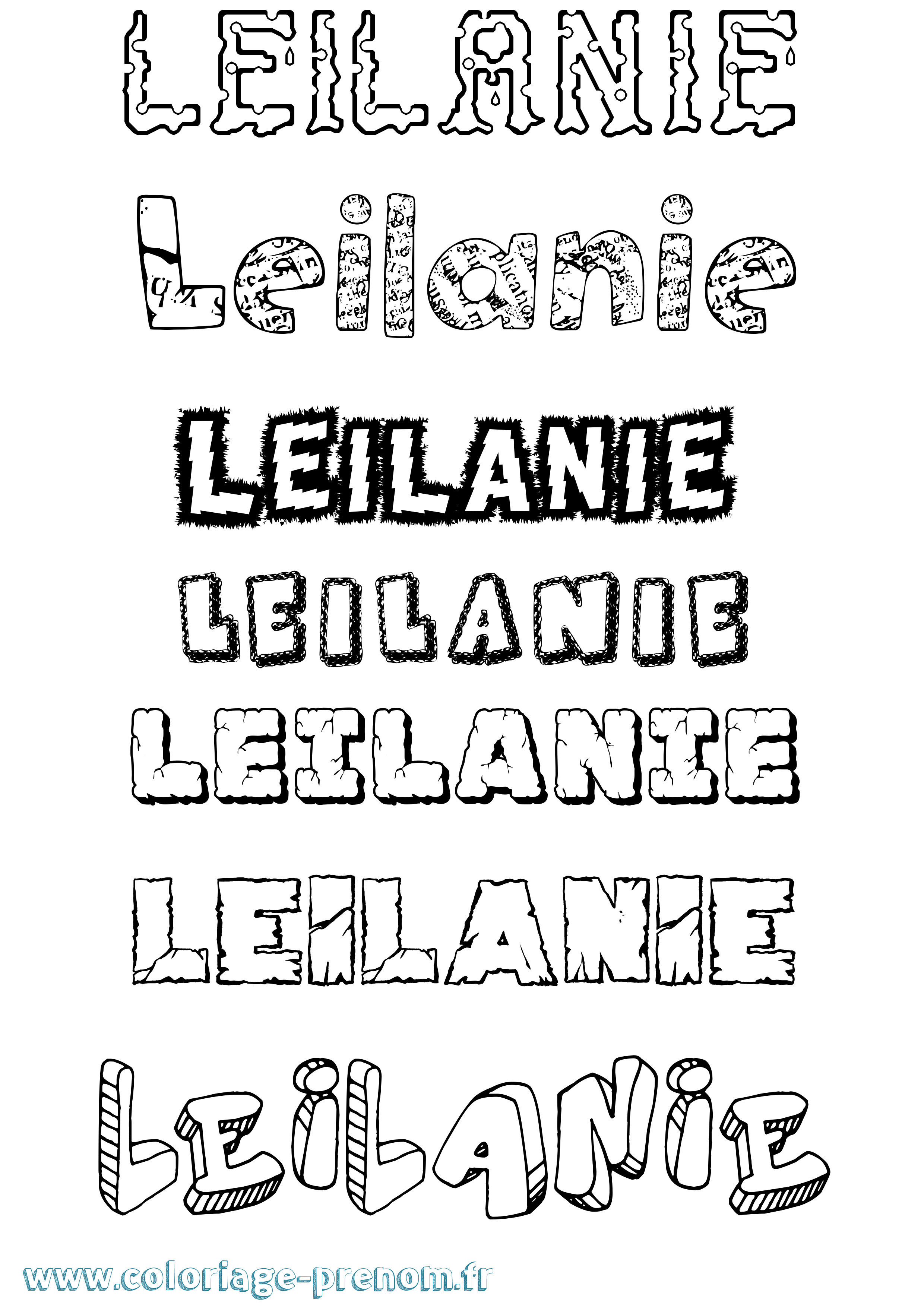 Coloriage Leilanie Destructuré Coloriage prénom Leilanie Destructuré