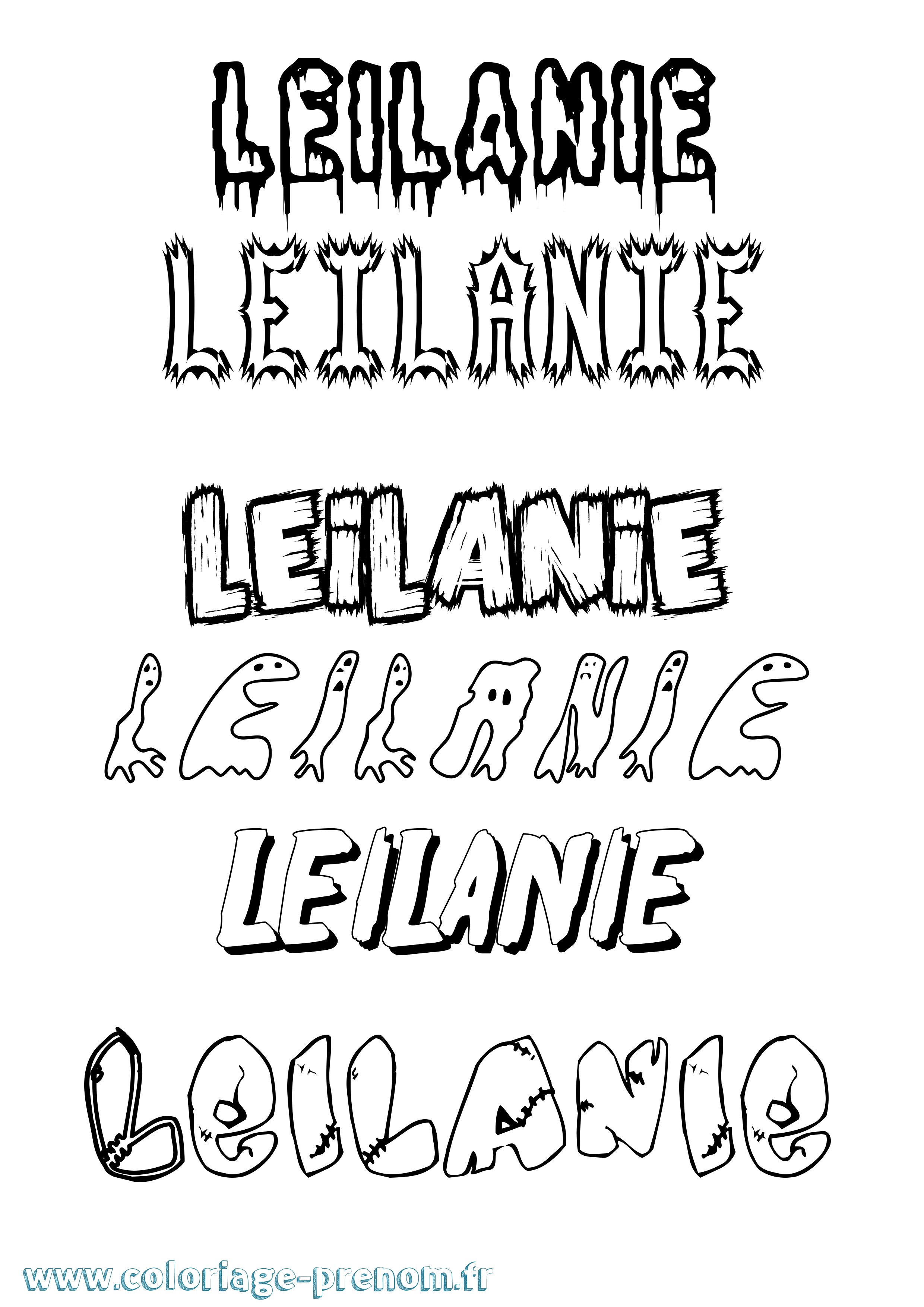 Coloriage Leilanie Frisson Coloriage prénom Leilanie Frisson