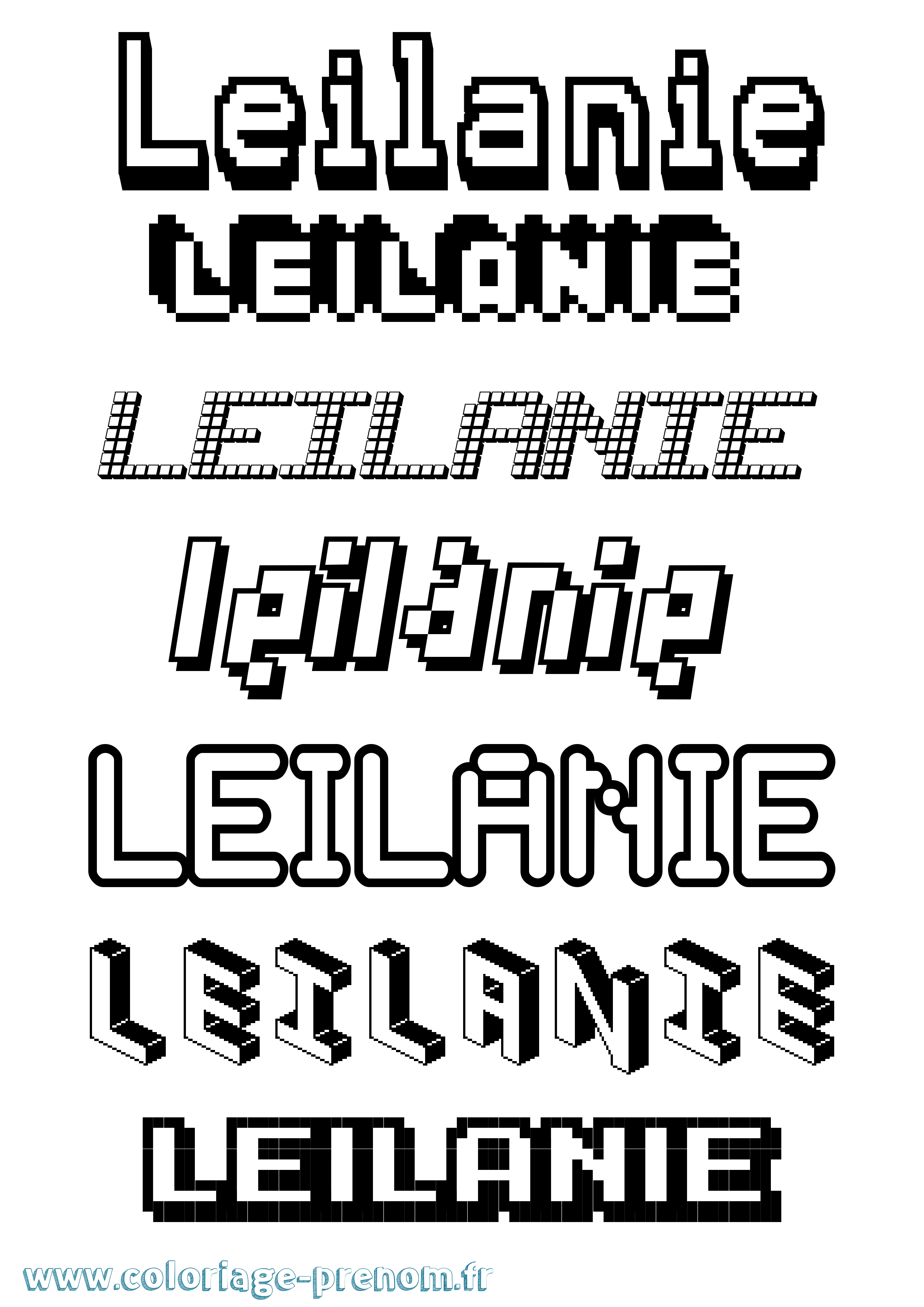 Coloriage Leilanie Pixel Coloriage prénom Leilanie Pixel