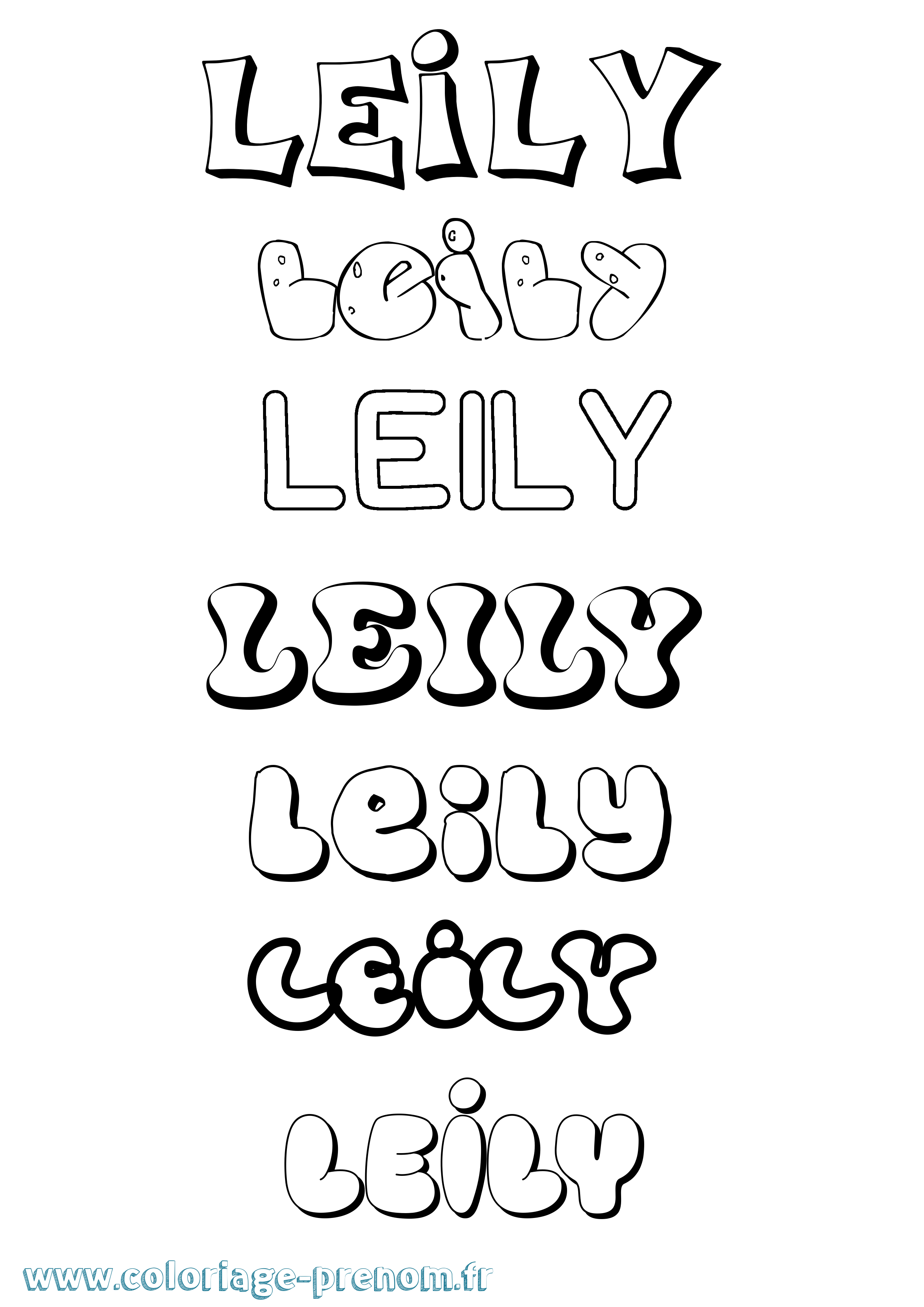 Coloriage Leily Bubble Coloriage prénom Leily Bubble