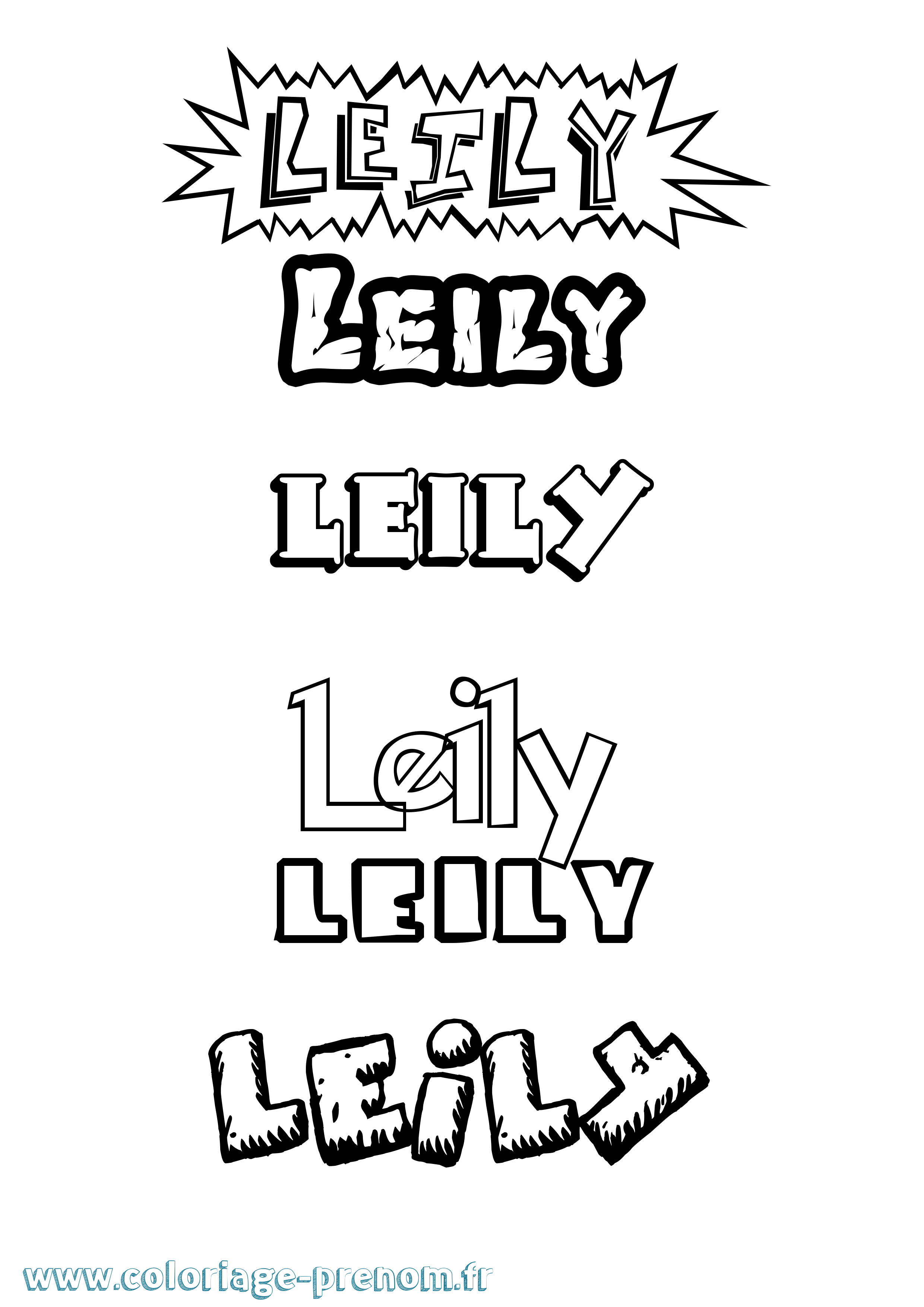 Coloriage Leily Dessin Animé Coloriage prénom Leily Dessin Animé