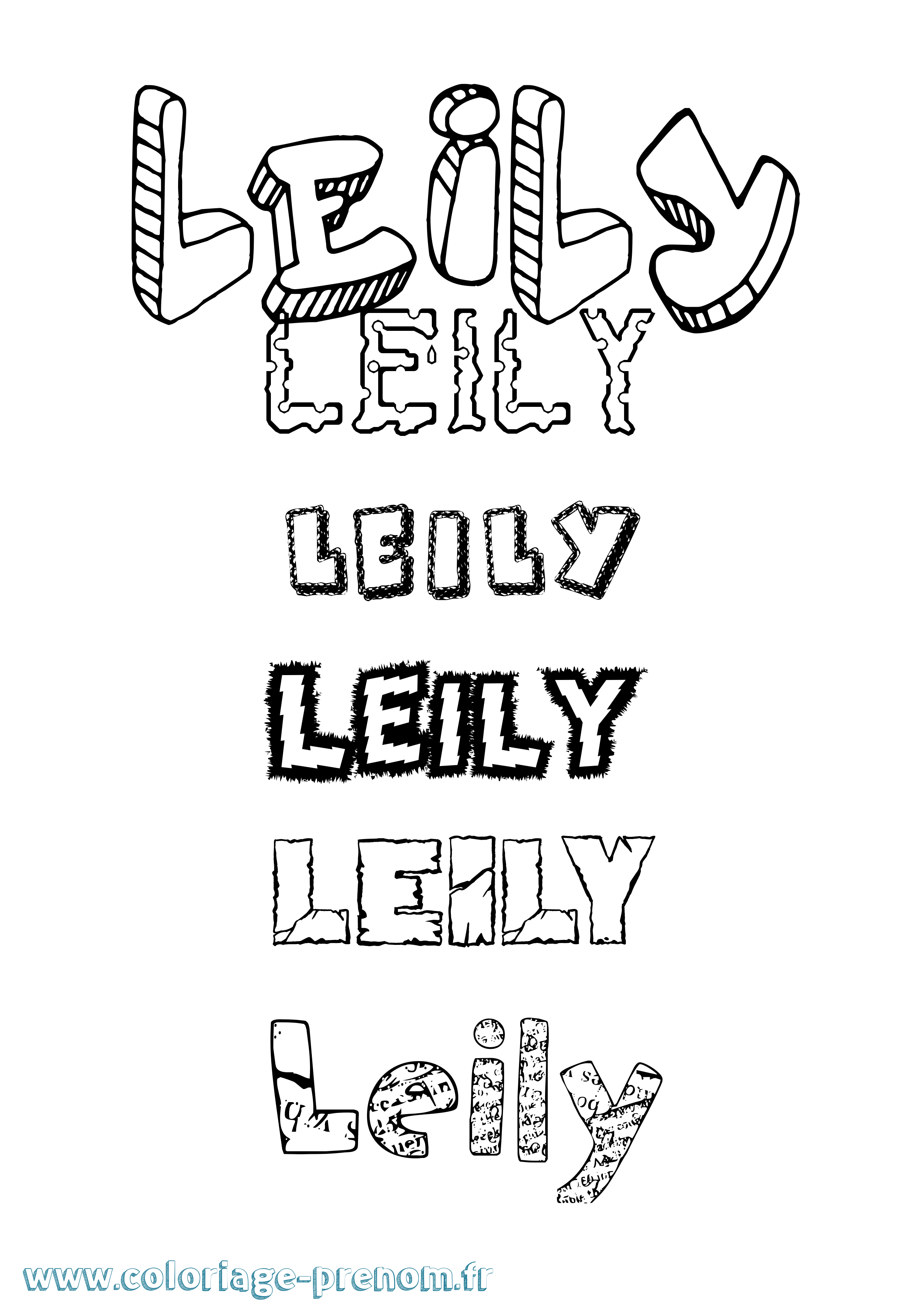 Coloriage Leily Destructuré Coloriage prénom Leily Destructuré