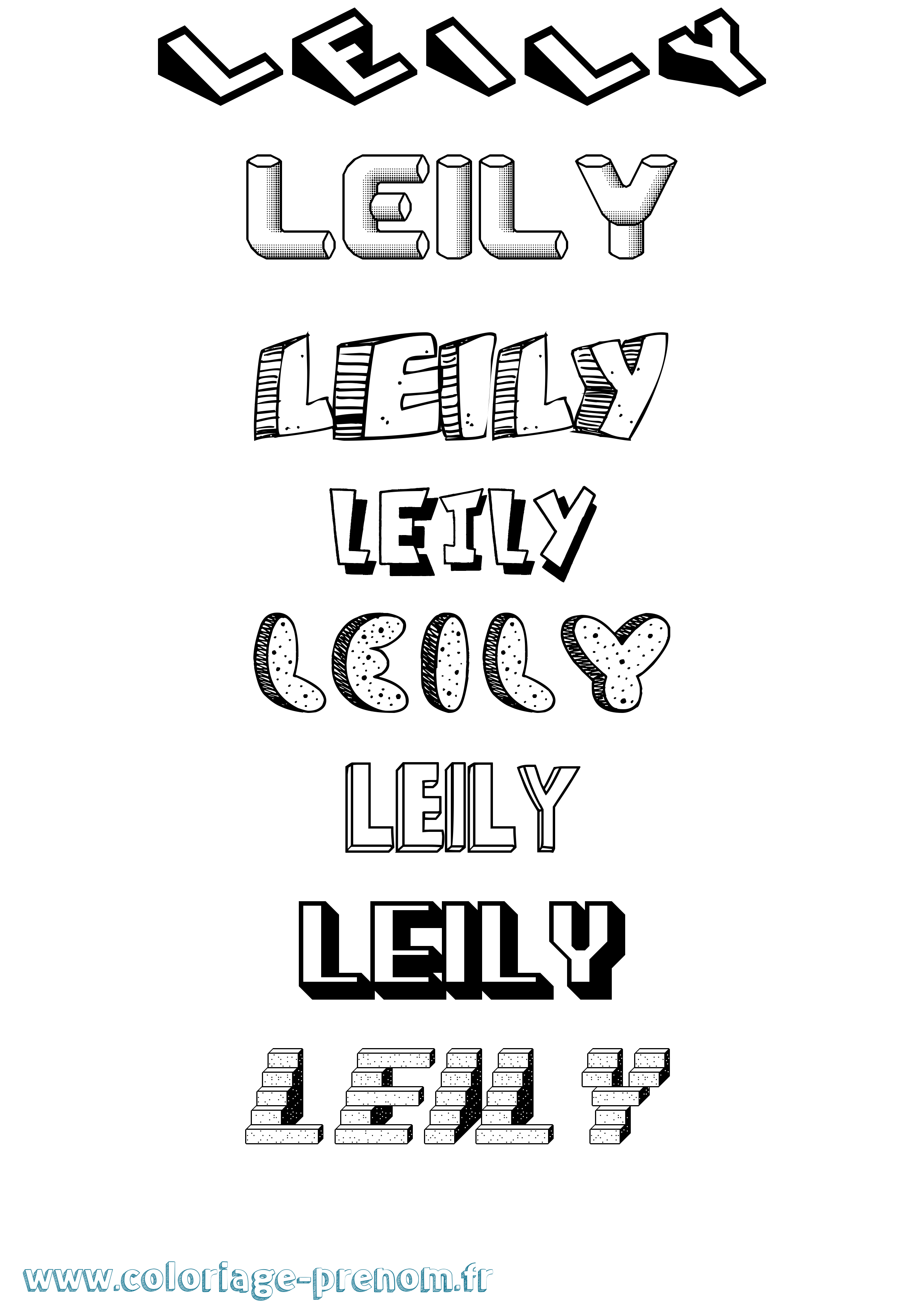 Coloriage Leily Effet 3D Coloriage prénom Leily Effet 3D
