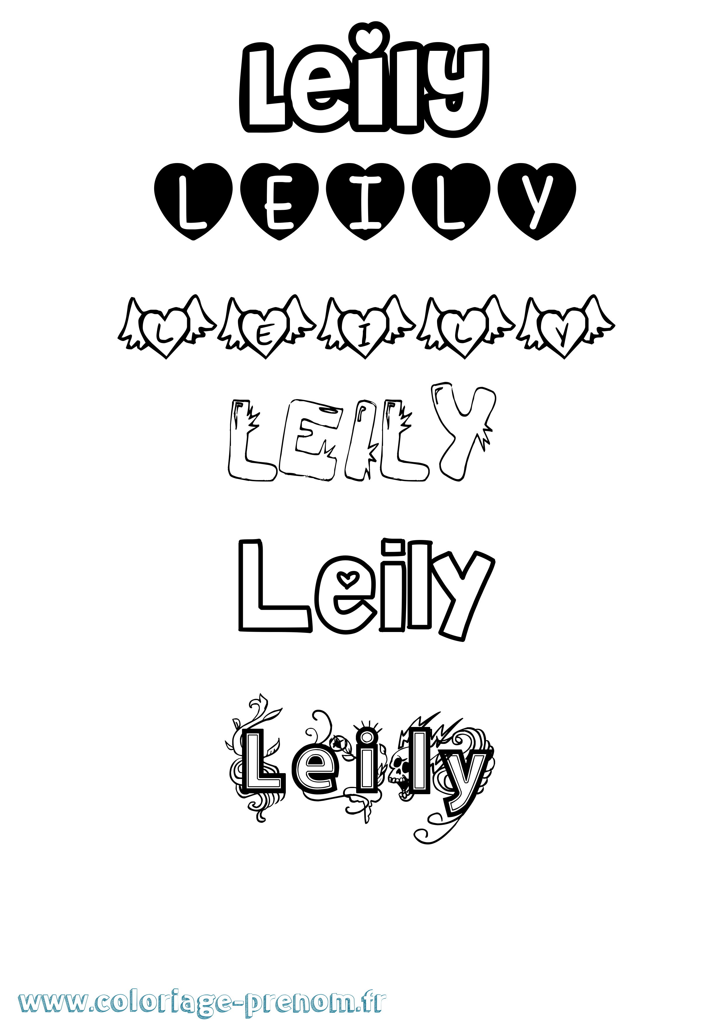 Coloriage Leily Girly Coloriage prénom Leily Girly