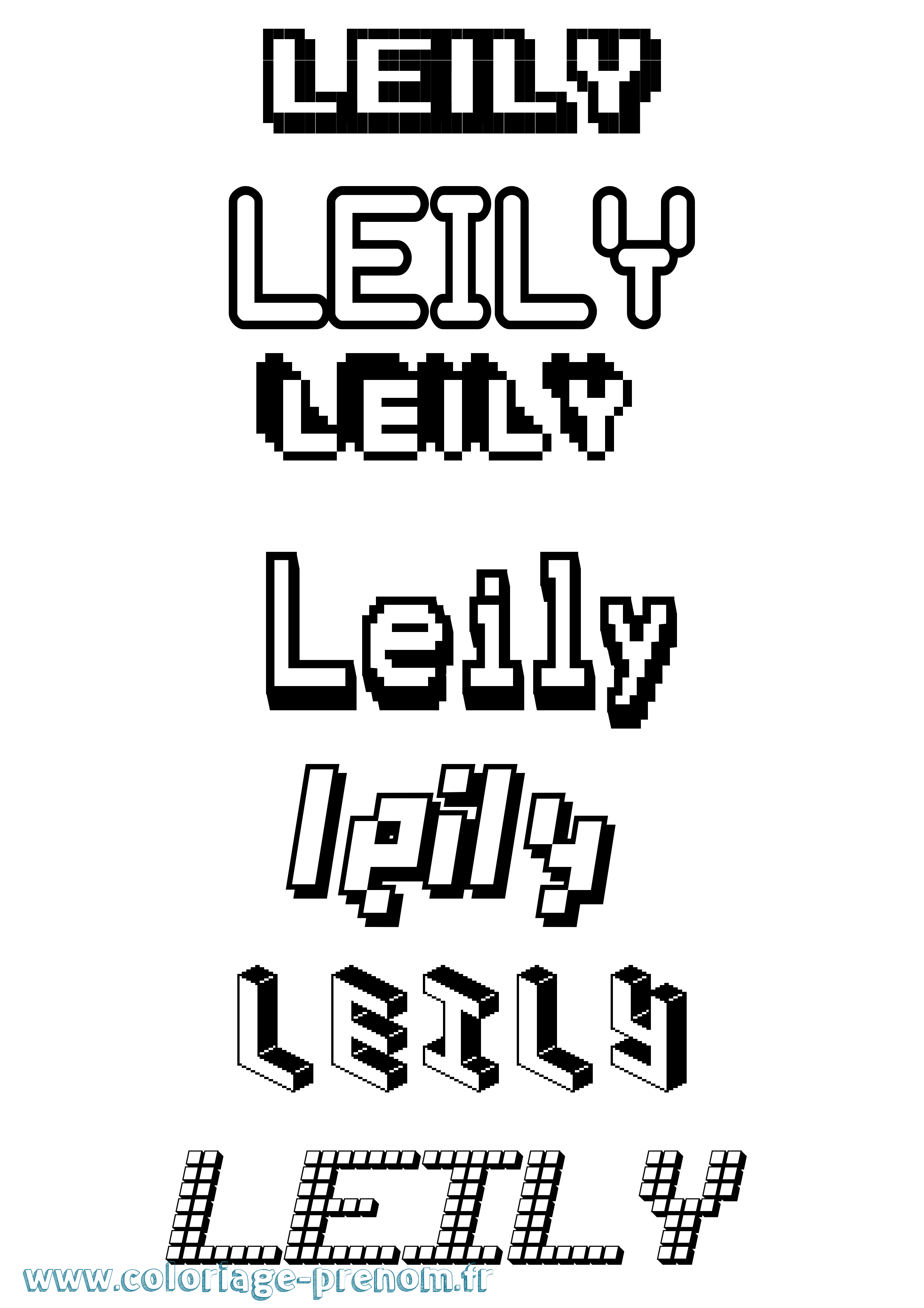 Coloriage Leily Pixel Coloriage prénom Leily Pixel