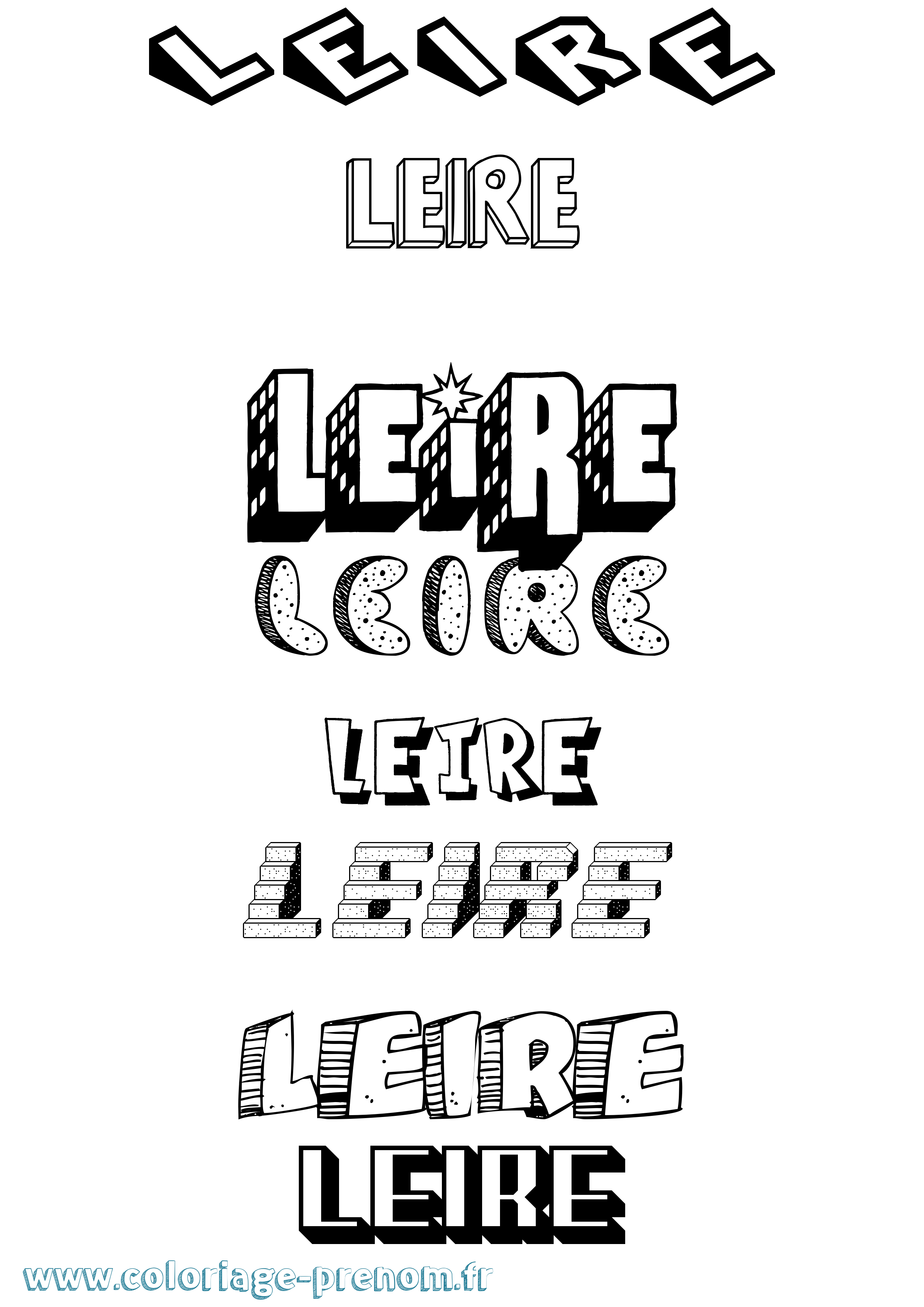 Coloriage Leire Effet 3D Coloriage prénom Leire Effet 3D