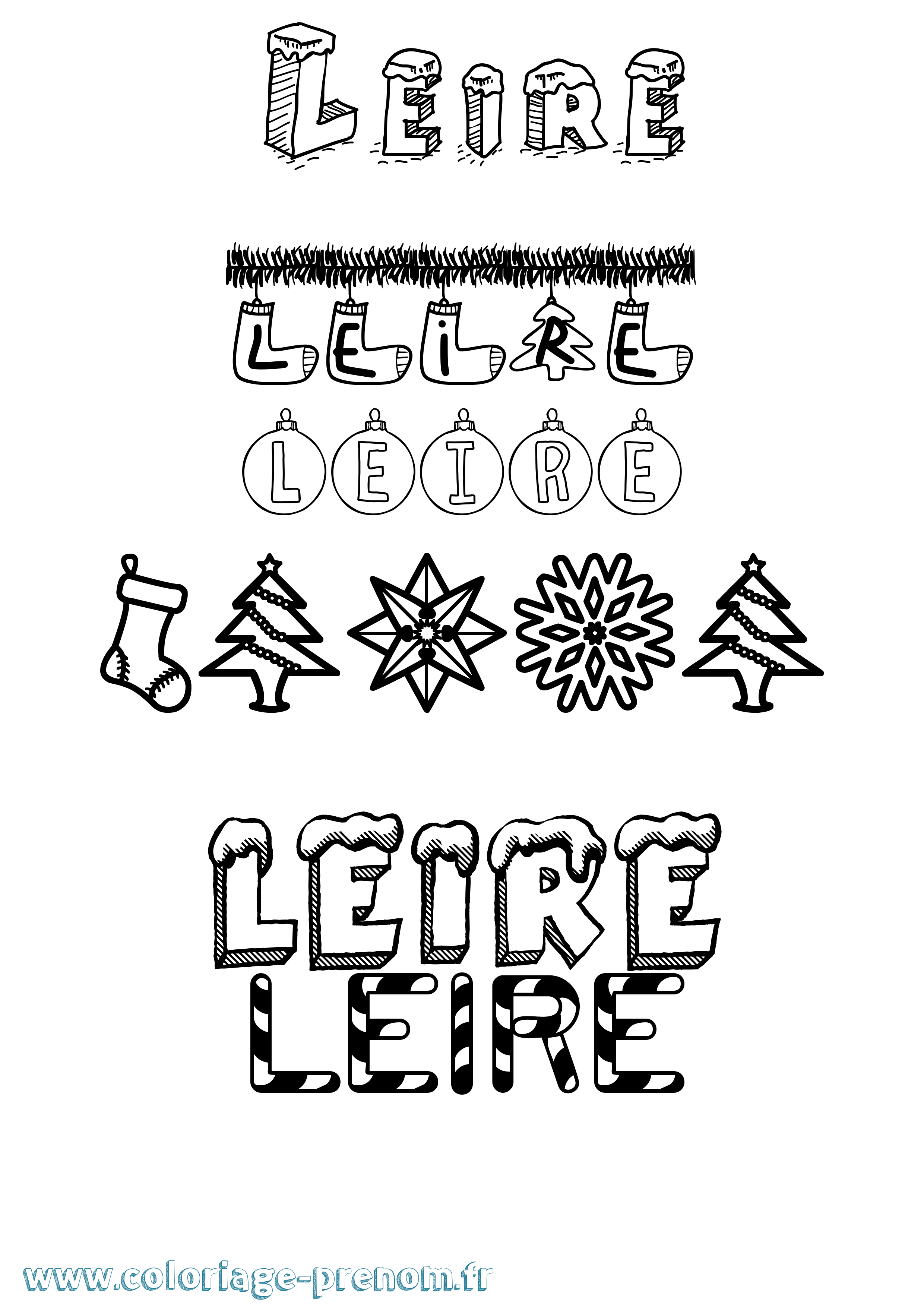 Coloriage Leire Noël Coloriage prénom Leire Noël