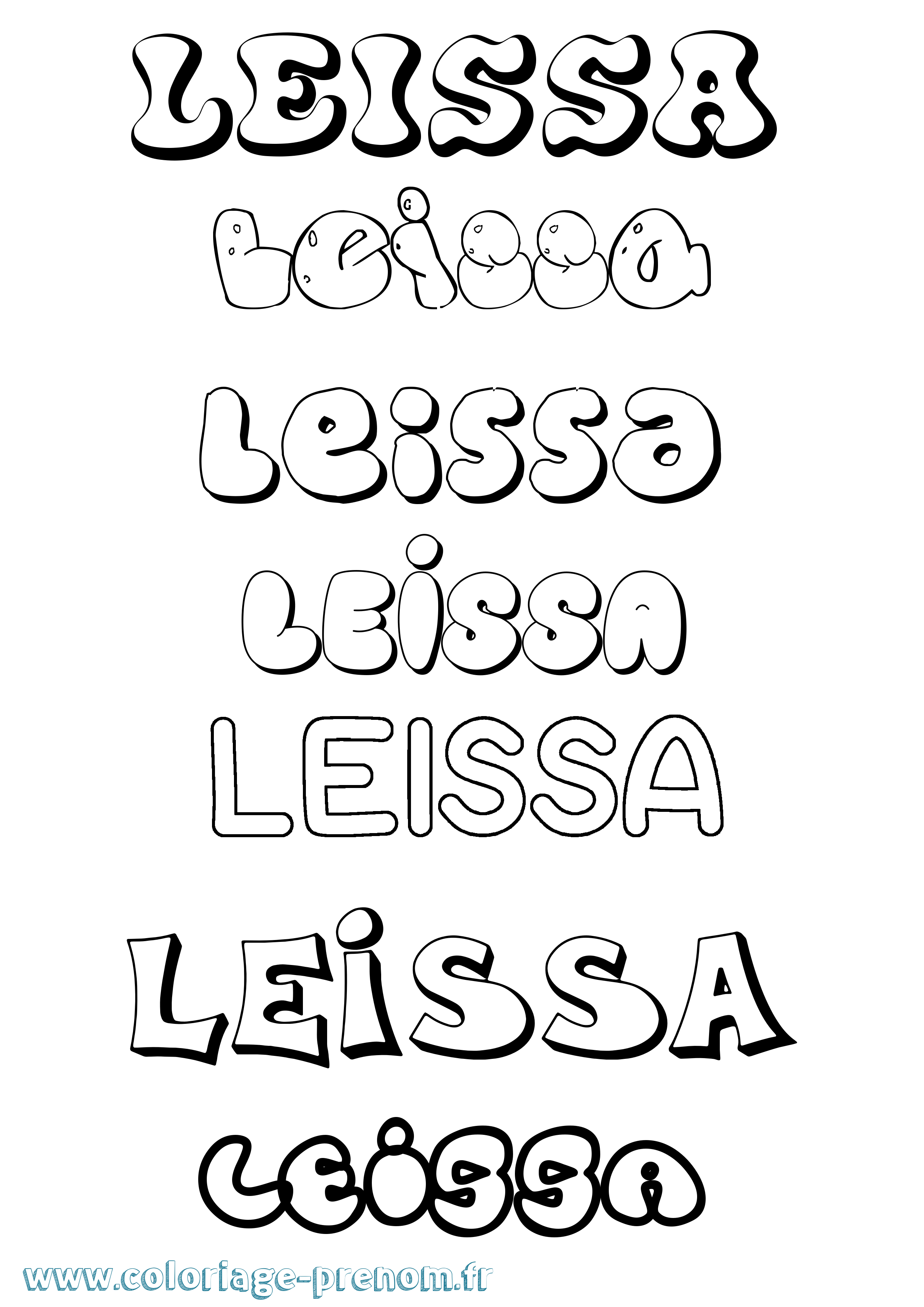 Coloriage Leissa Bubble Coloriage prénom Leissa Bubble