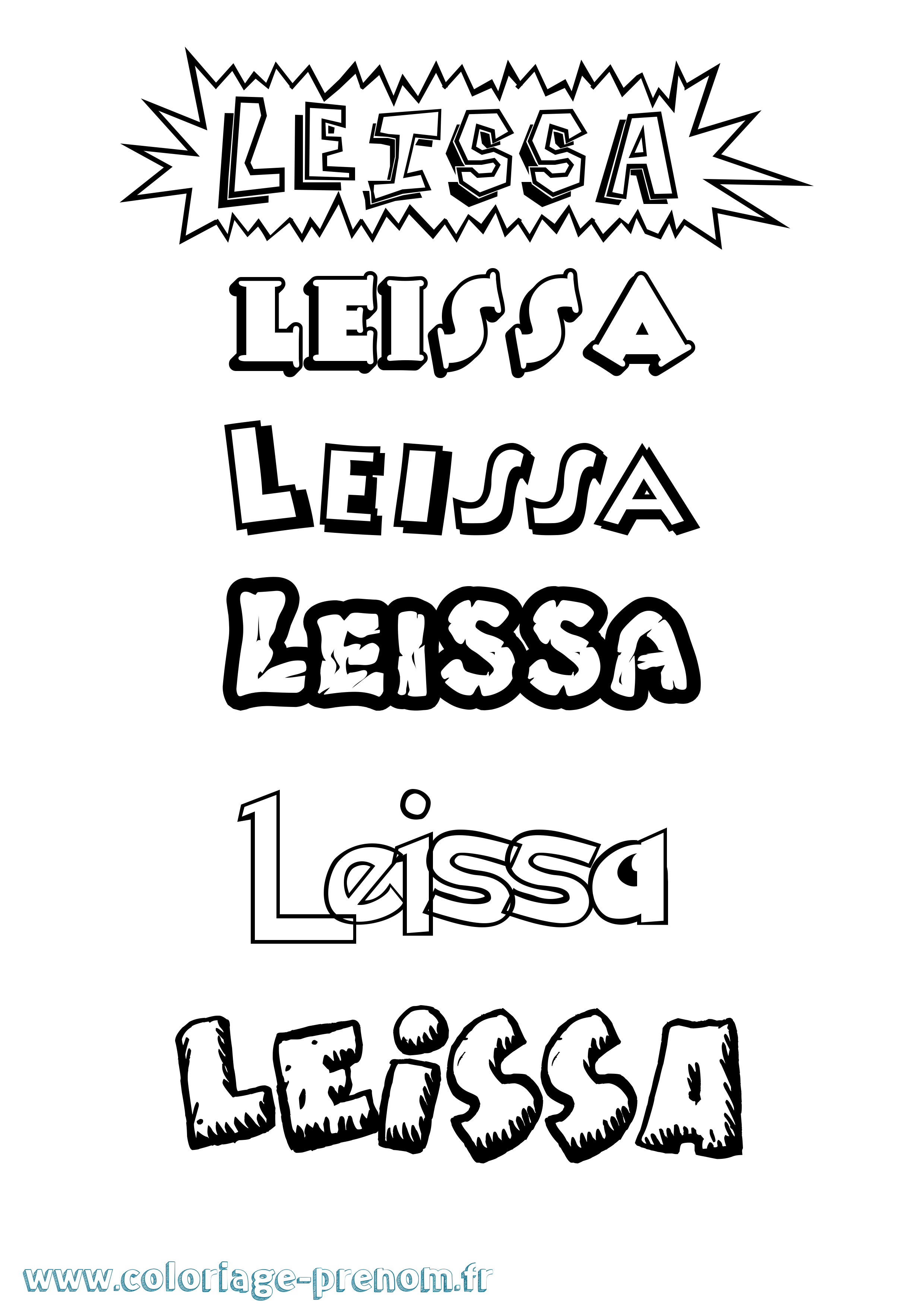 Coloriage Leissa Dessin Animé Coloriage prénom Leissa Dessin Animé