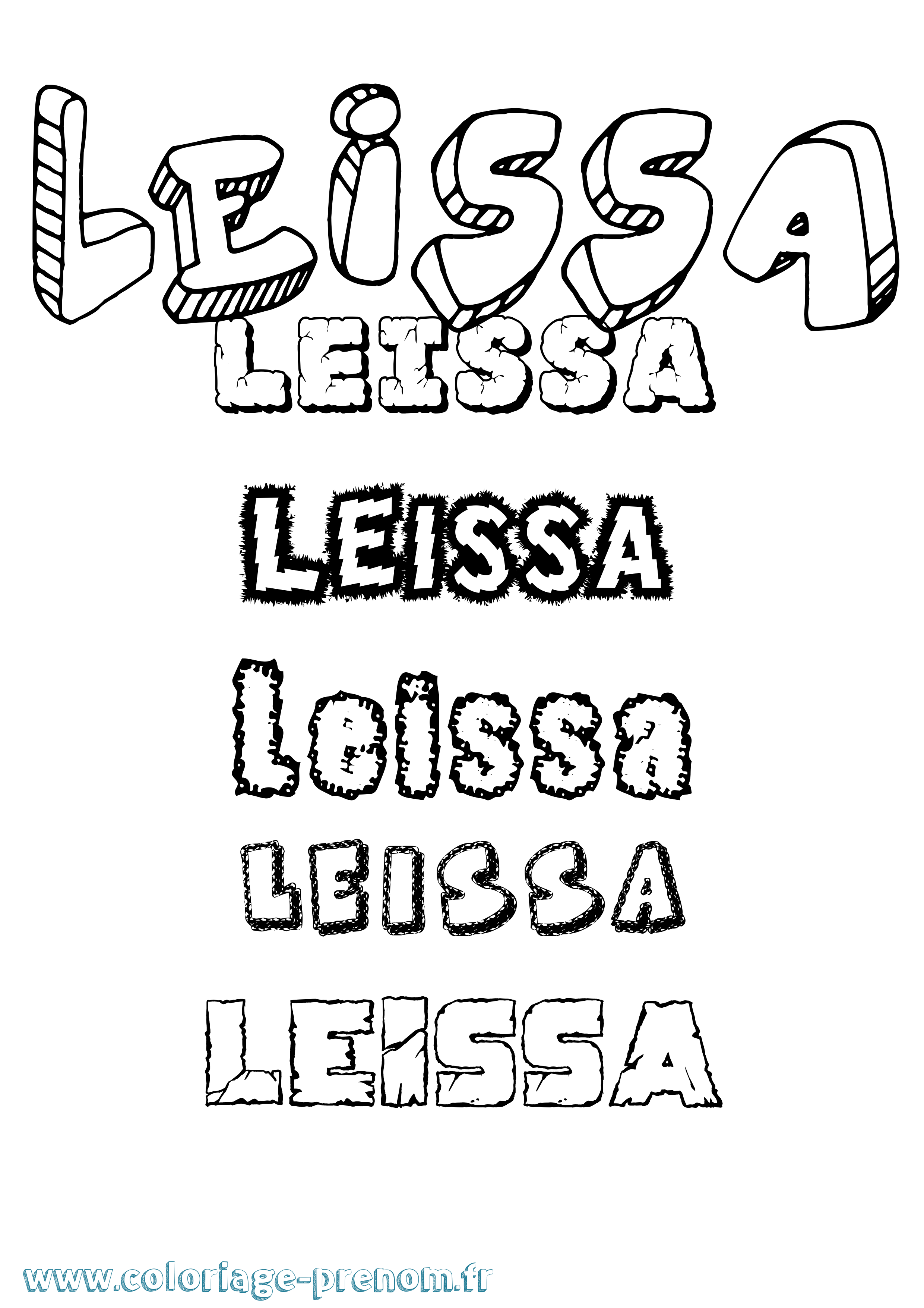 Coloriage Leissa Destructuré Coloriage prénom Leissa Destructuré