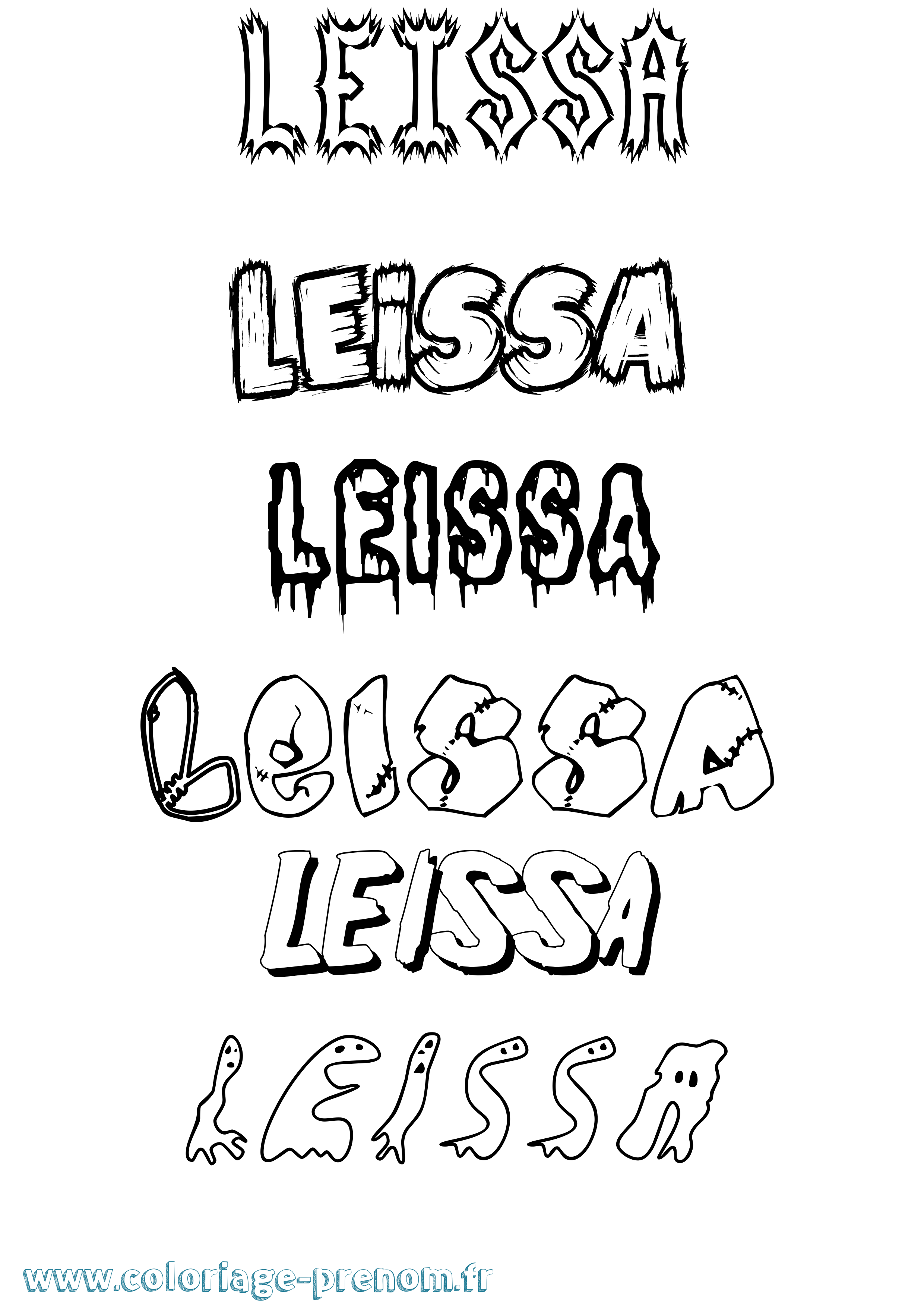 Coloriage Leissa Frisson Coloriage prénom Leissa Frisson